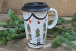 Load image into Gallery viewer, Twinkly Lights and Evergreens Handled Travel Mug, 18 oz
