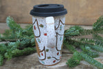 Load image into Gallery viewer, Twinkly Lights and Large Evergreens Handled Travel Mug, 17 oz
