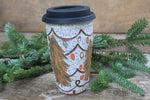 Load image into Gallery viewer, Twinkly Lights and Large Evergreens Handled Travel Mug, 17 oz
