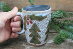 Load image into Gallery viewer, Holly and Evergreens Handled Travel Mug, 13 oz

