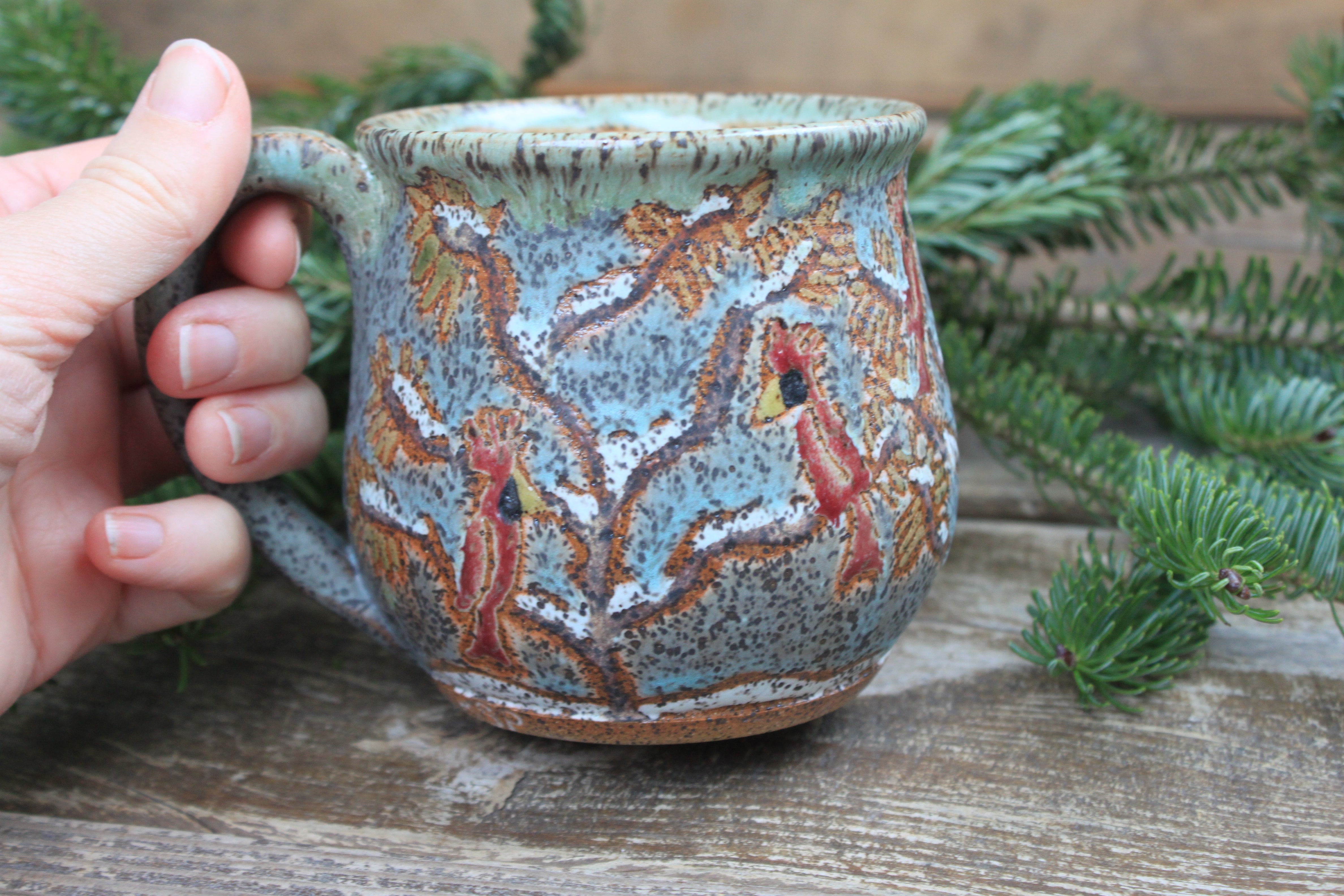 Cardinals in a Snowy Forest Mug, 17 oz