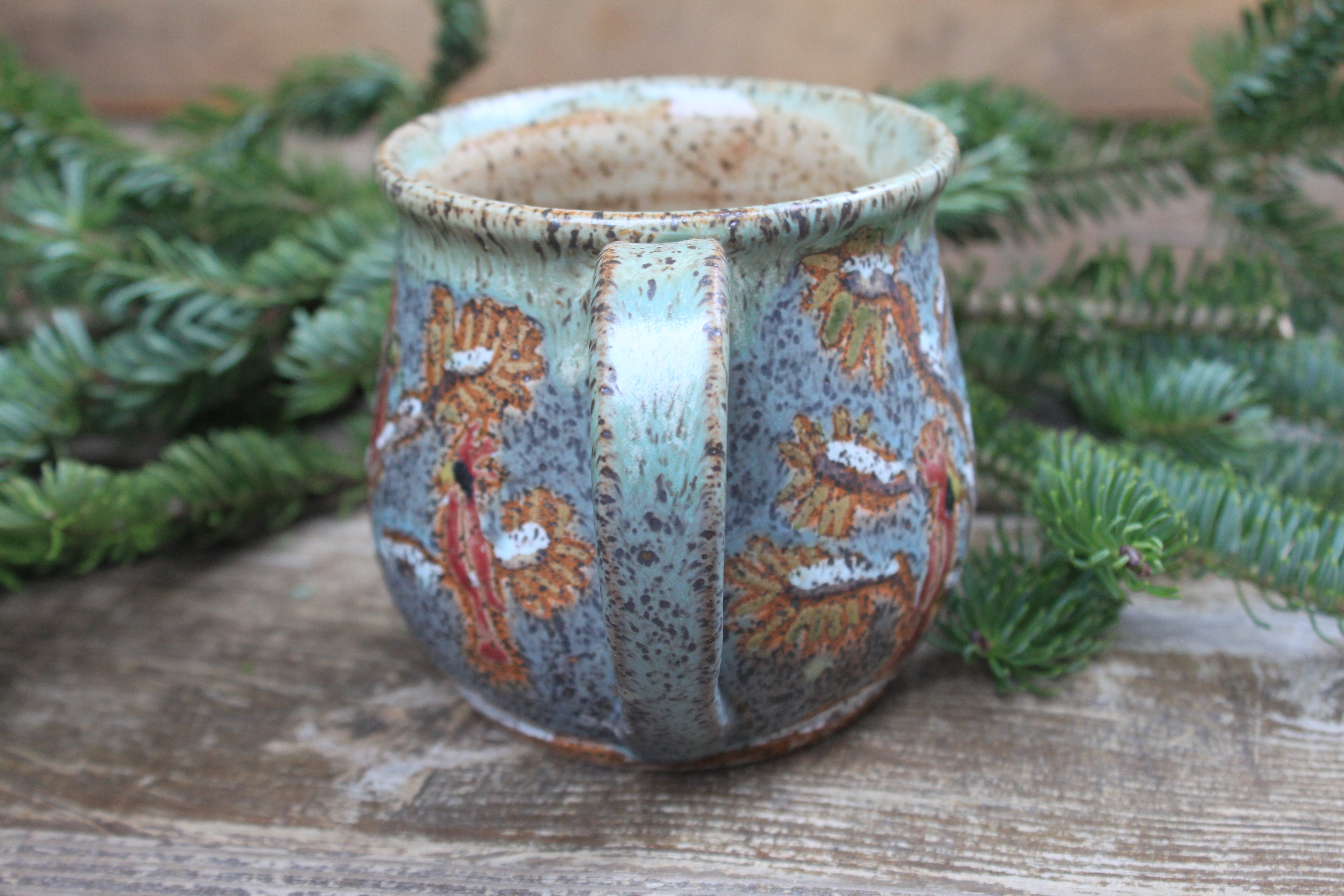 Cardinals in a Snowy Forest Mug, 17 oz