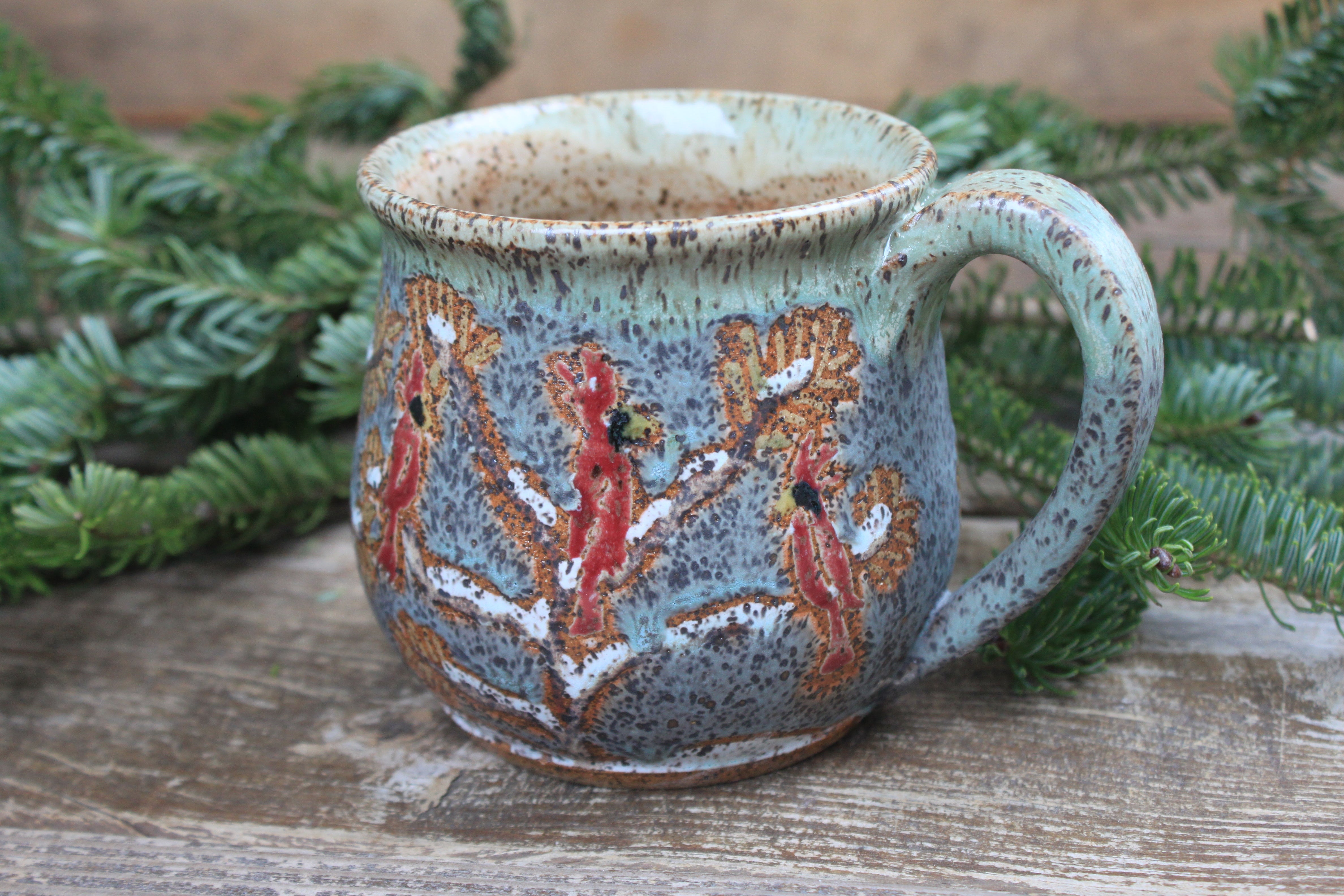 Cardinals in a Snowy Forest Mug, 17 oz