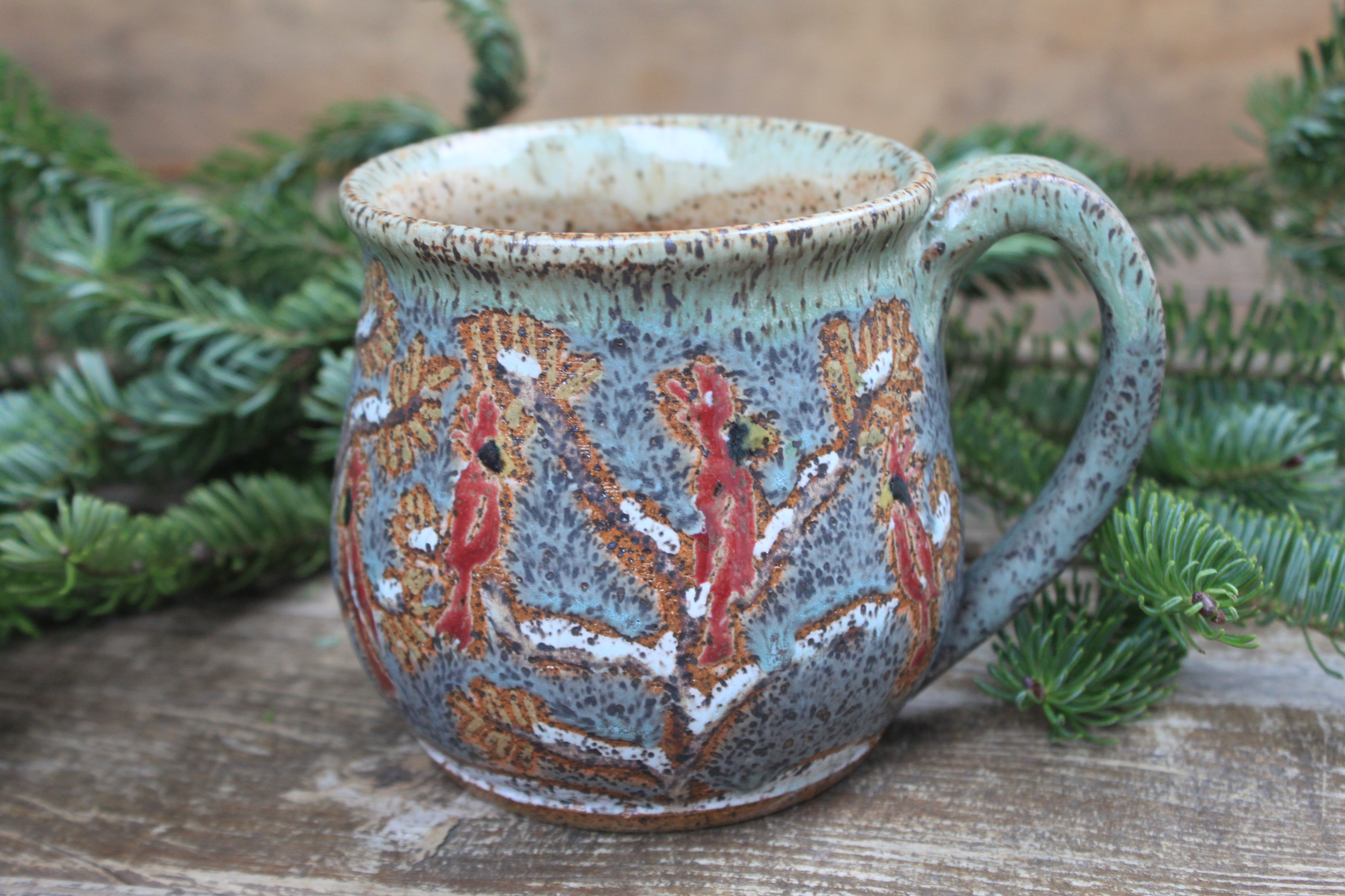 Cardinals in a Snowy Forest Mug, 17 oz