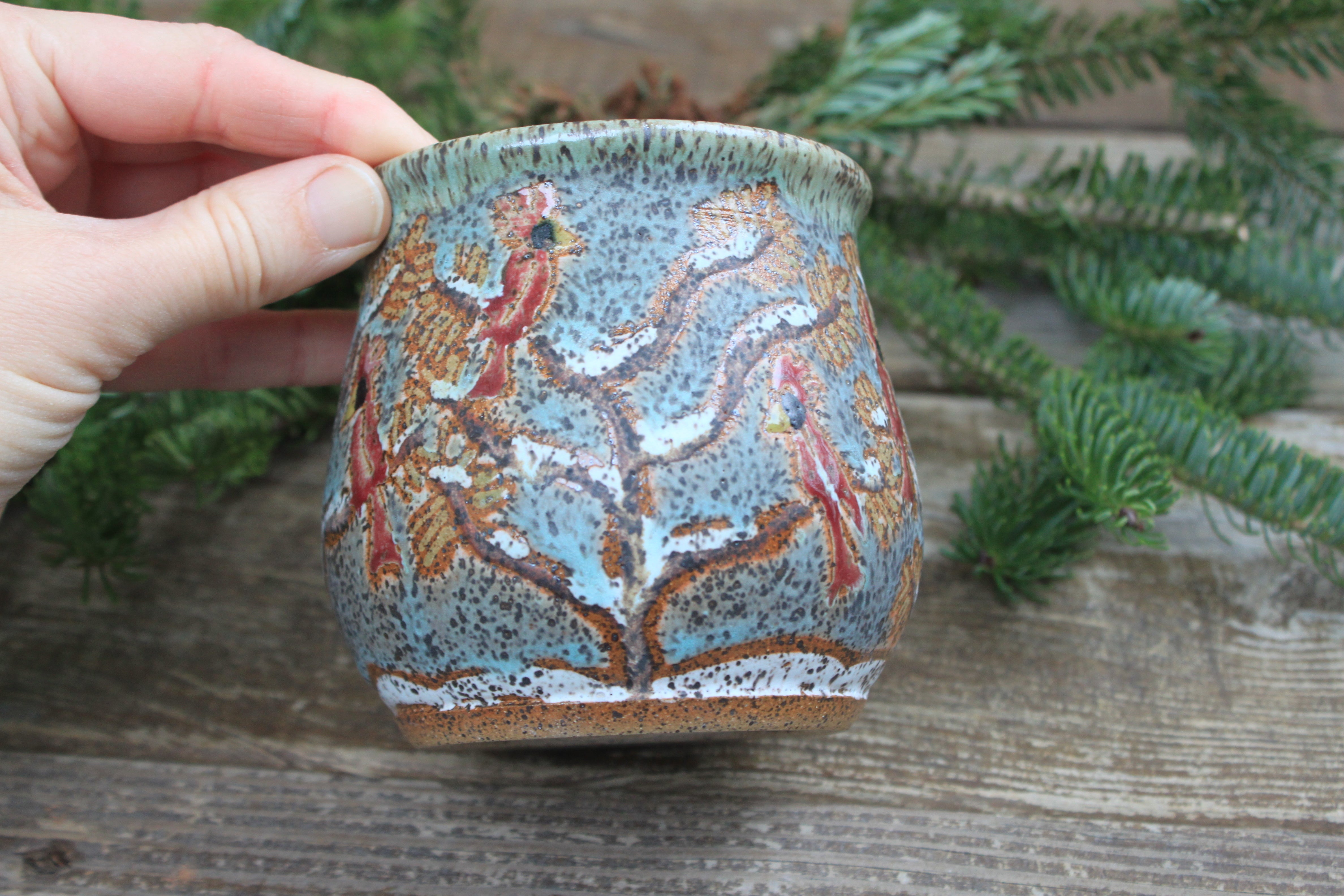 Cardinals in a Snowy Forest Mug, 17 oz