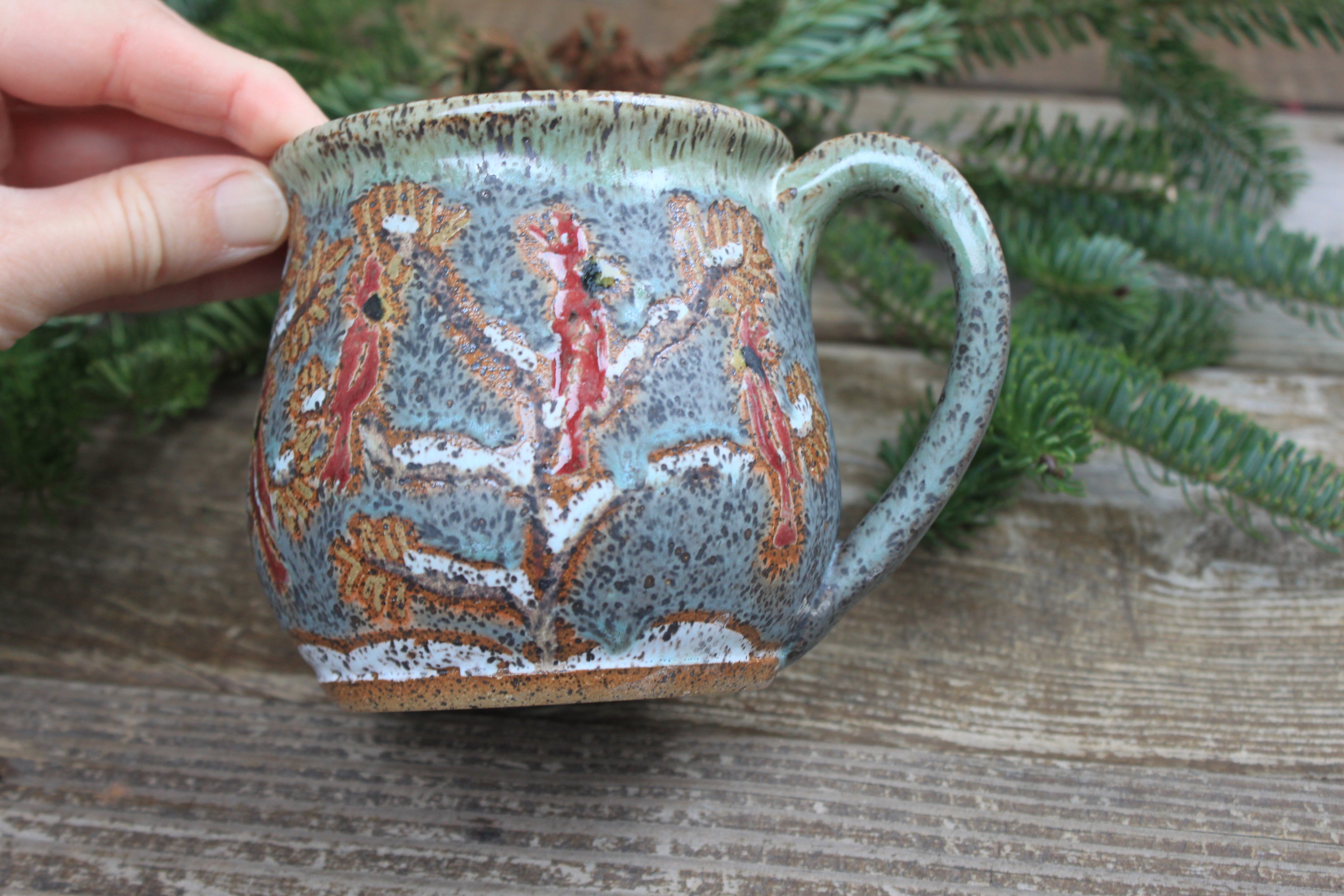 Cardinals in a Snowy Forest Mug, 17 oz