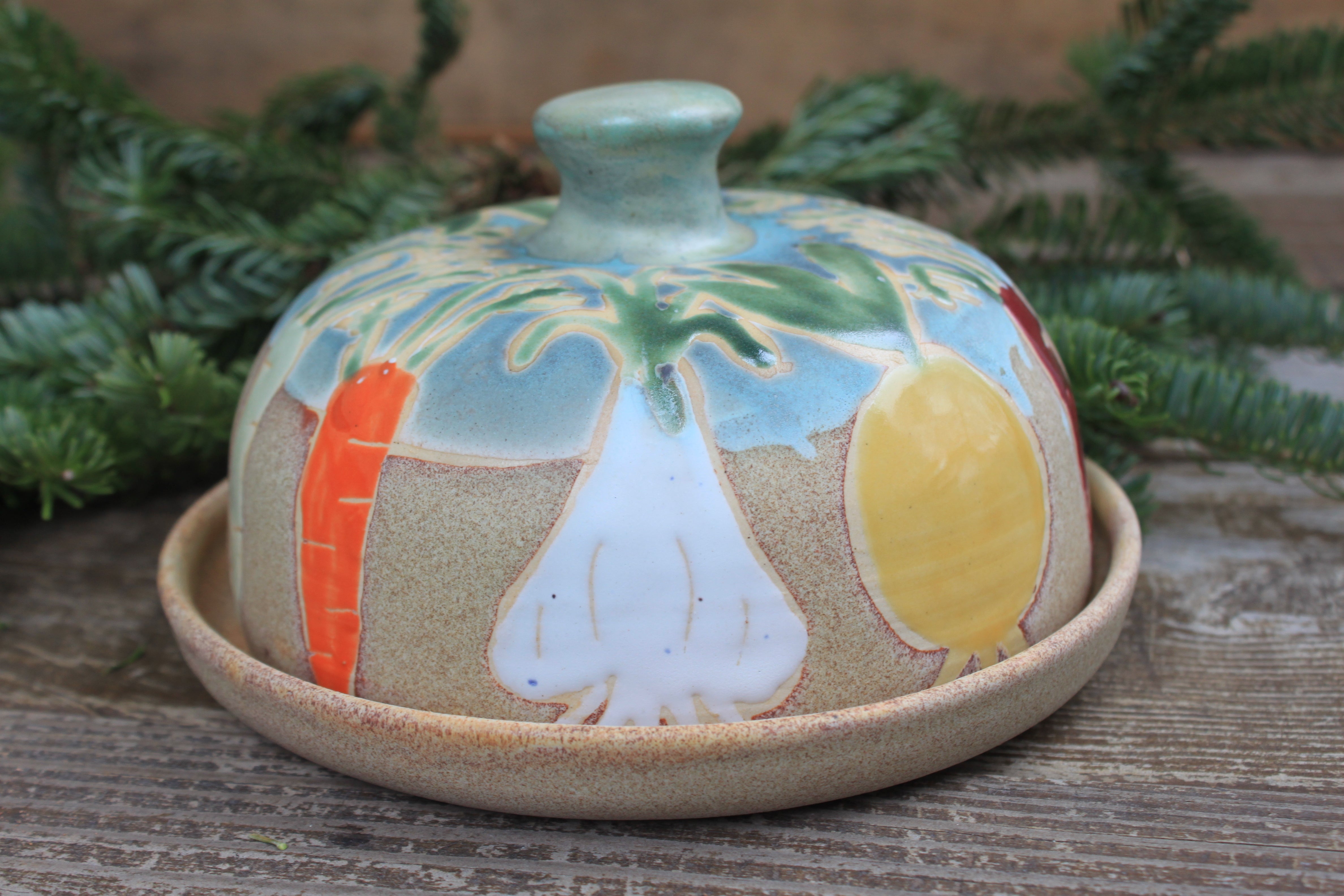 Root for Vegetables Rainbow Lidded (Butter) Dish