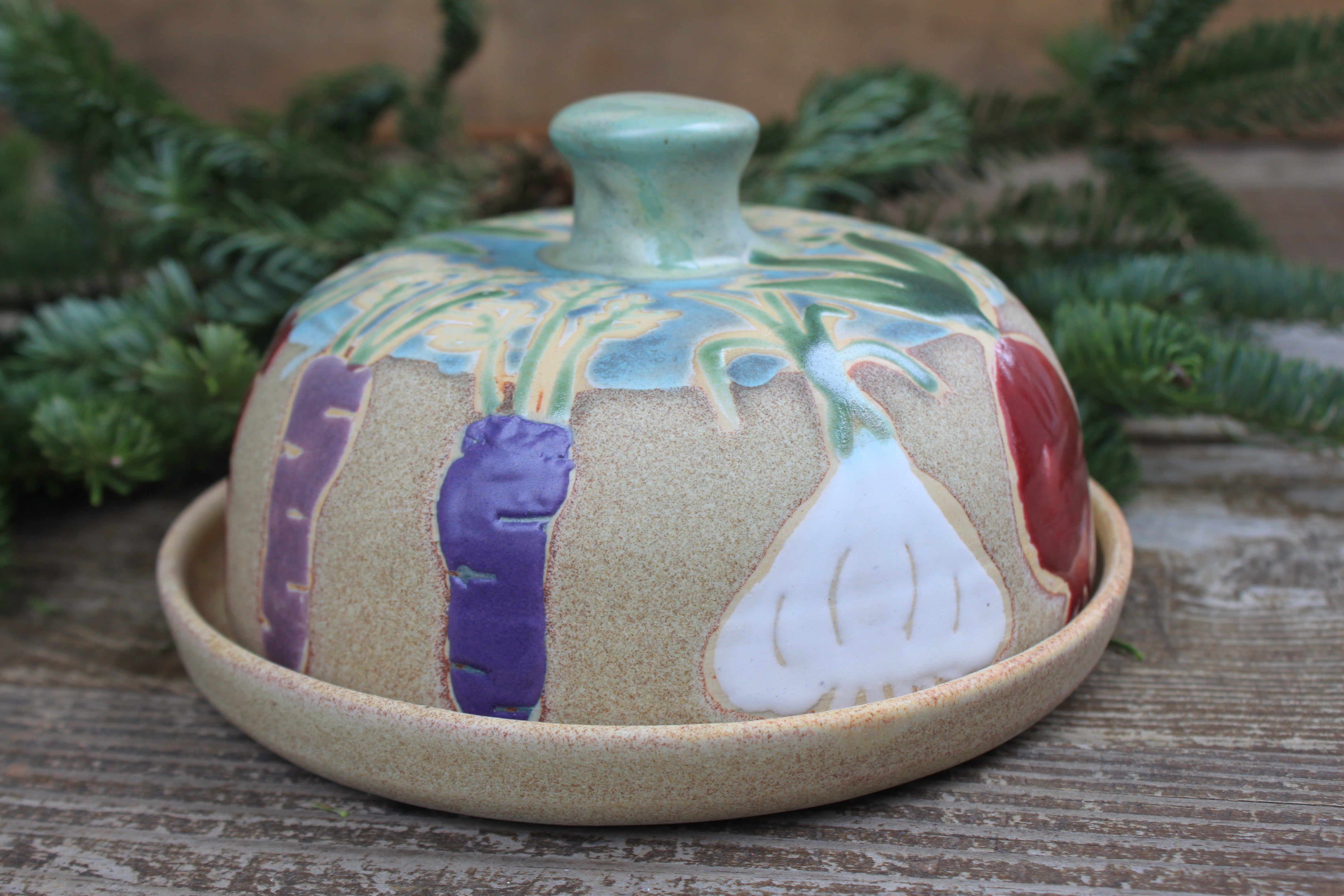 Root for Vegetables Rainbow Lidded (Butter) Dish