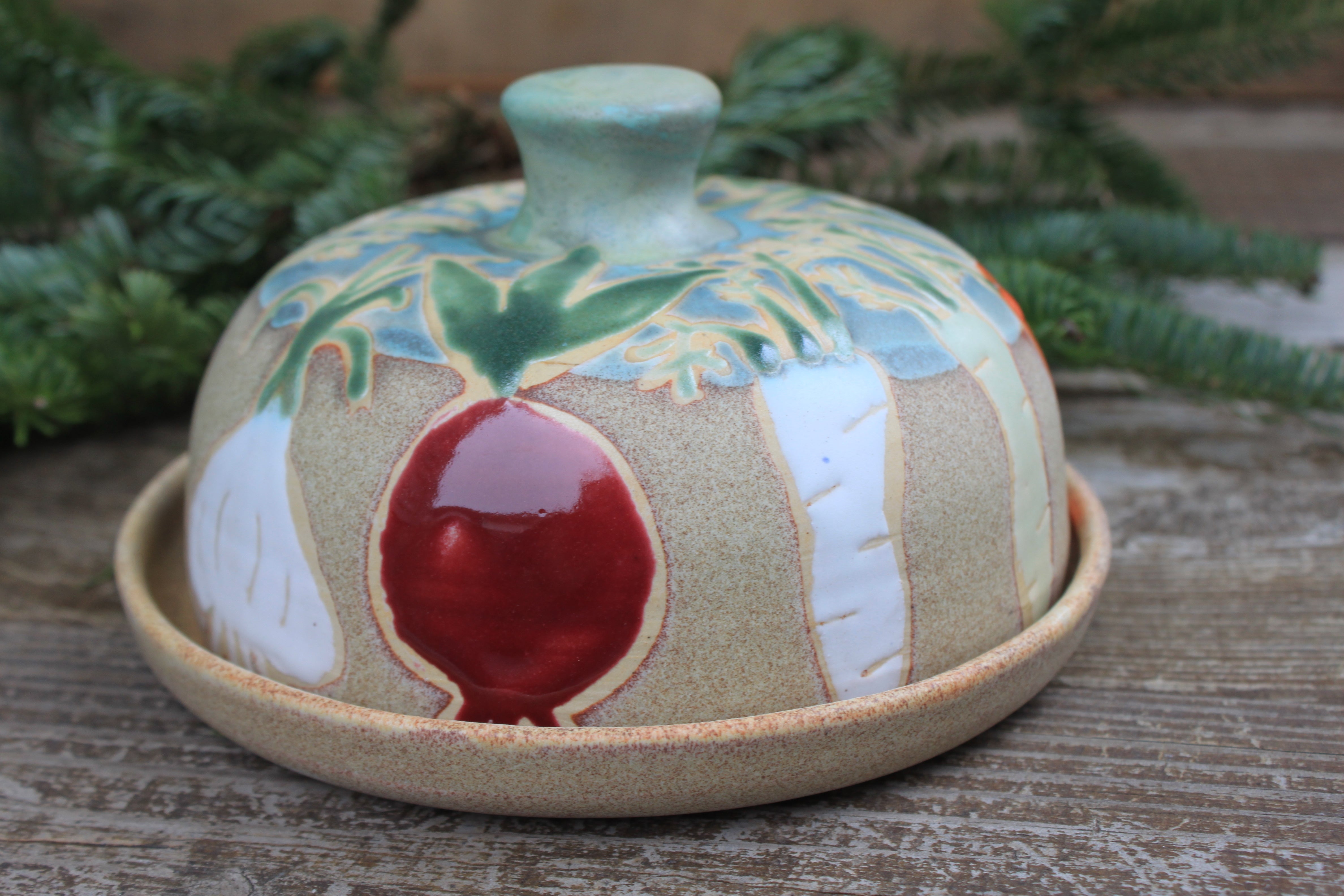 Root for Vegetables Rainbow Lidded (Butter) Dish