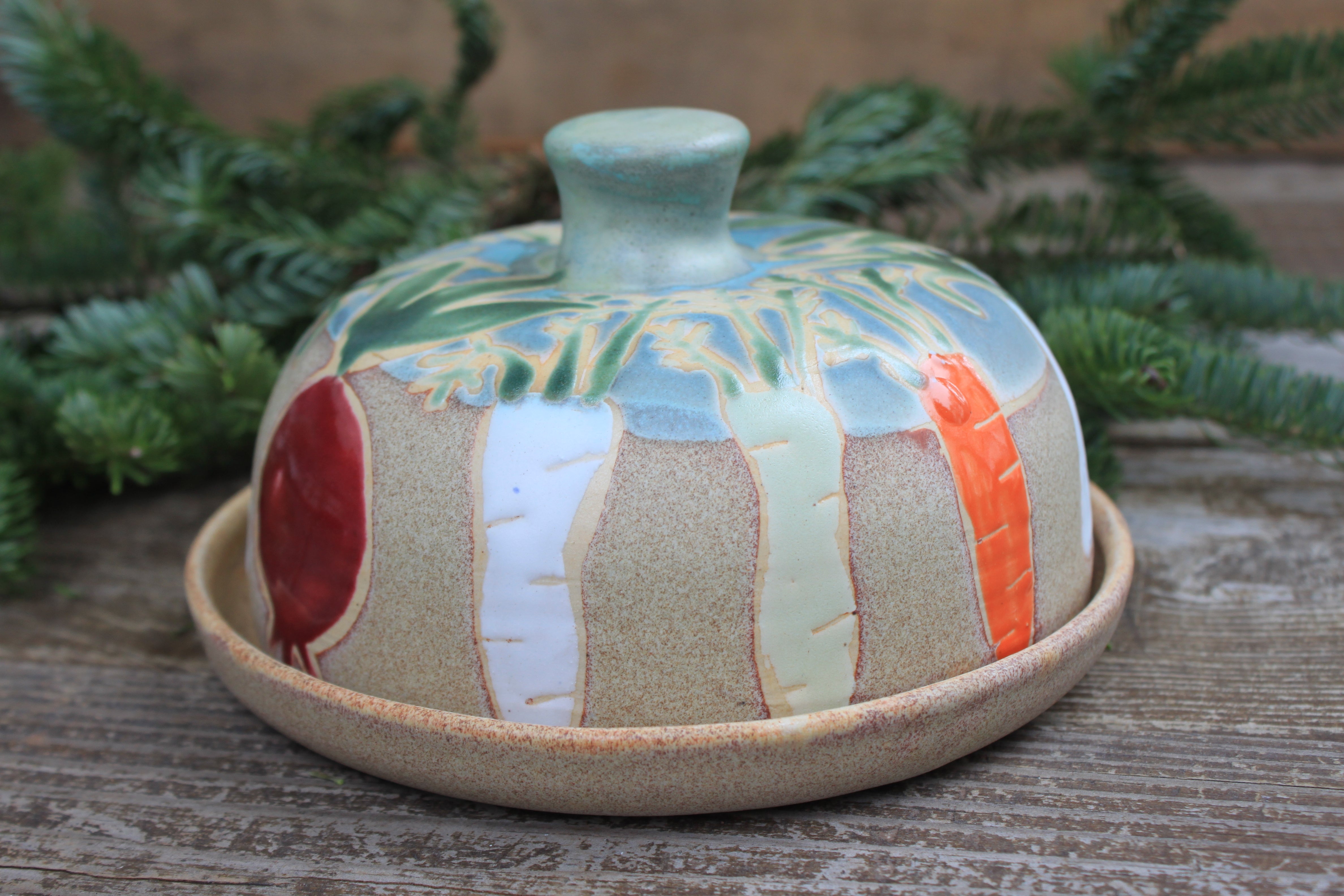 Root for Vegetables Rainbow Lidded (Butter) Dish