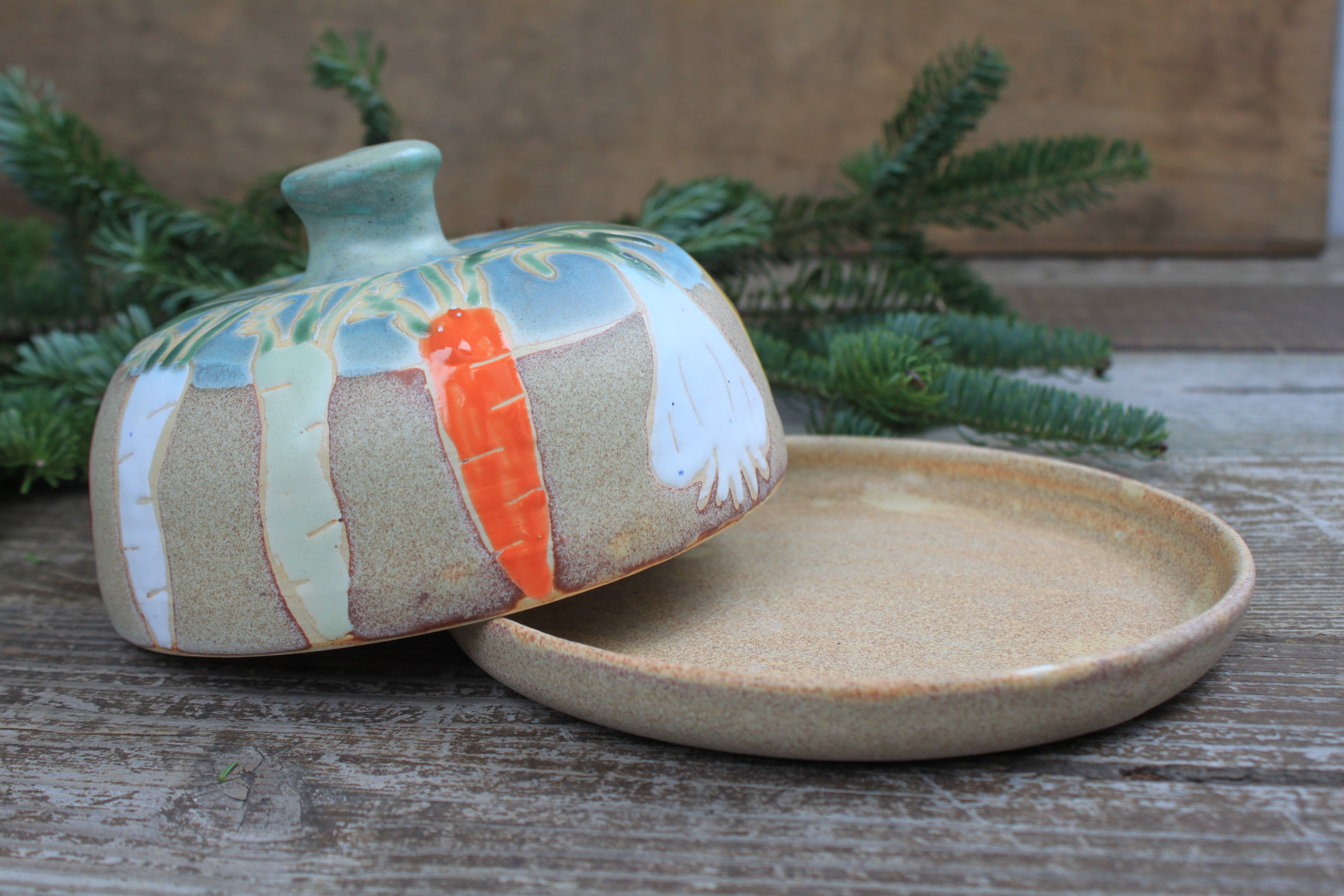 Root for Vegetables Rainbow Lidded (Butter) Dish