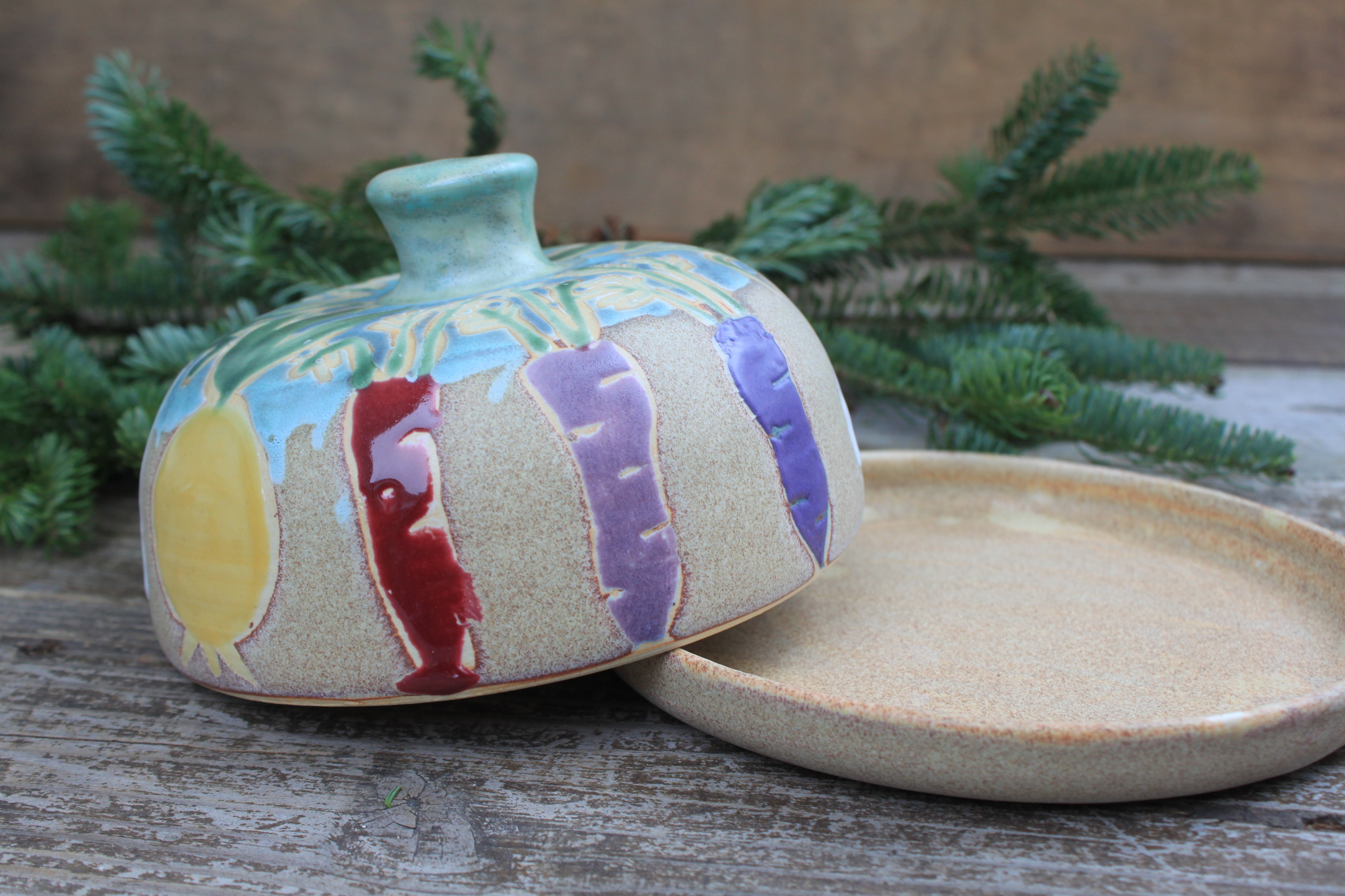 Root for Vegetables Rainbow Lidded (Butter) Dish