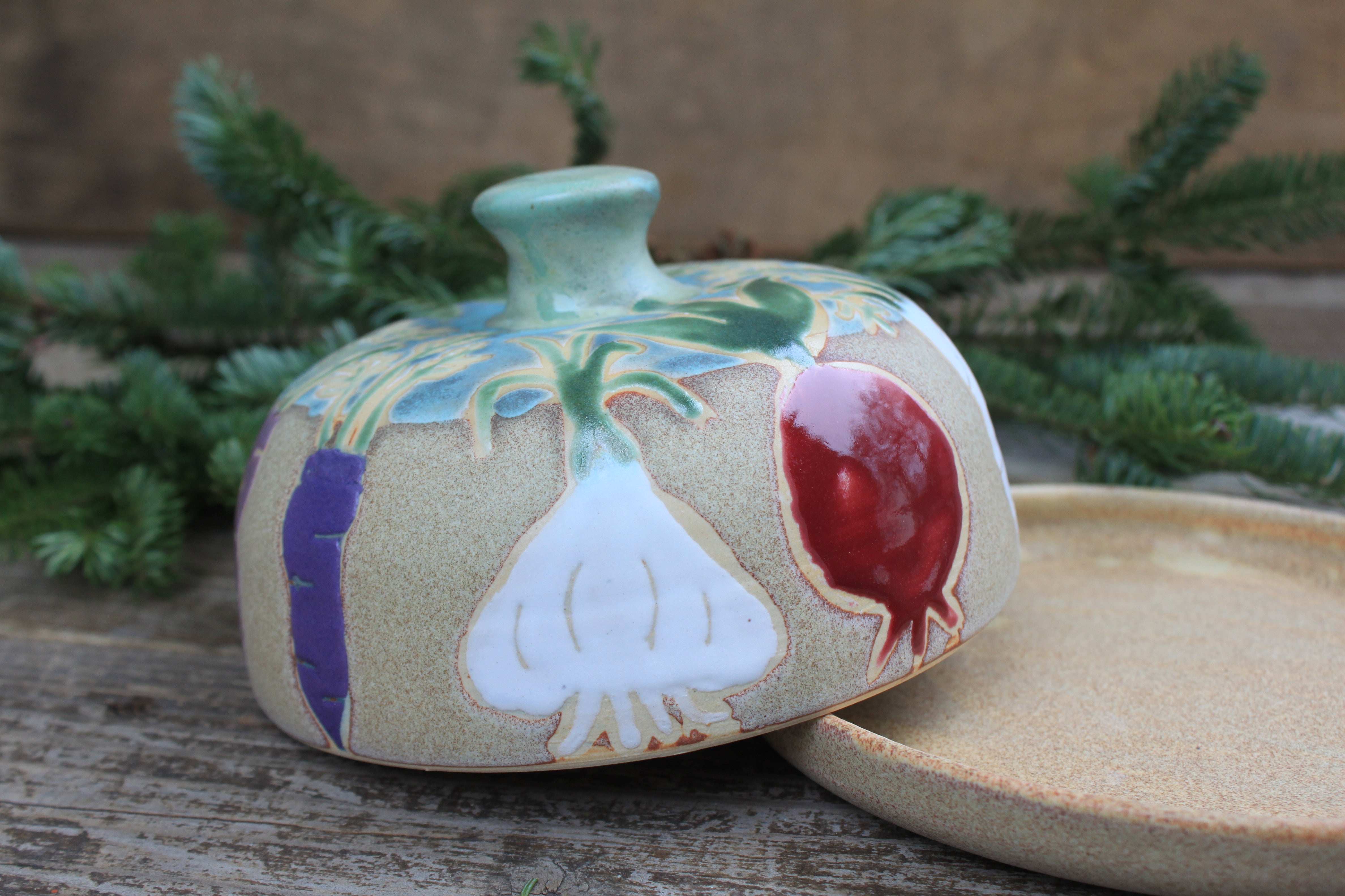 Root for Vegetables Rainbow Lidded (Butter) Dish