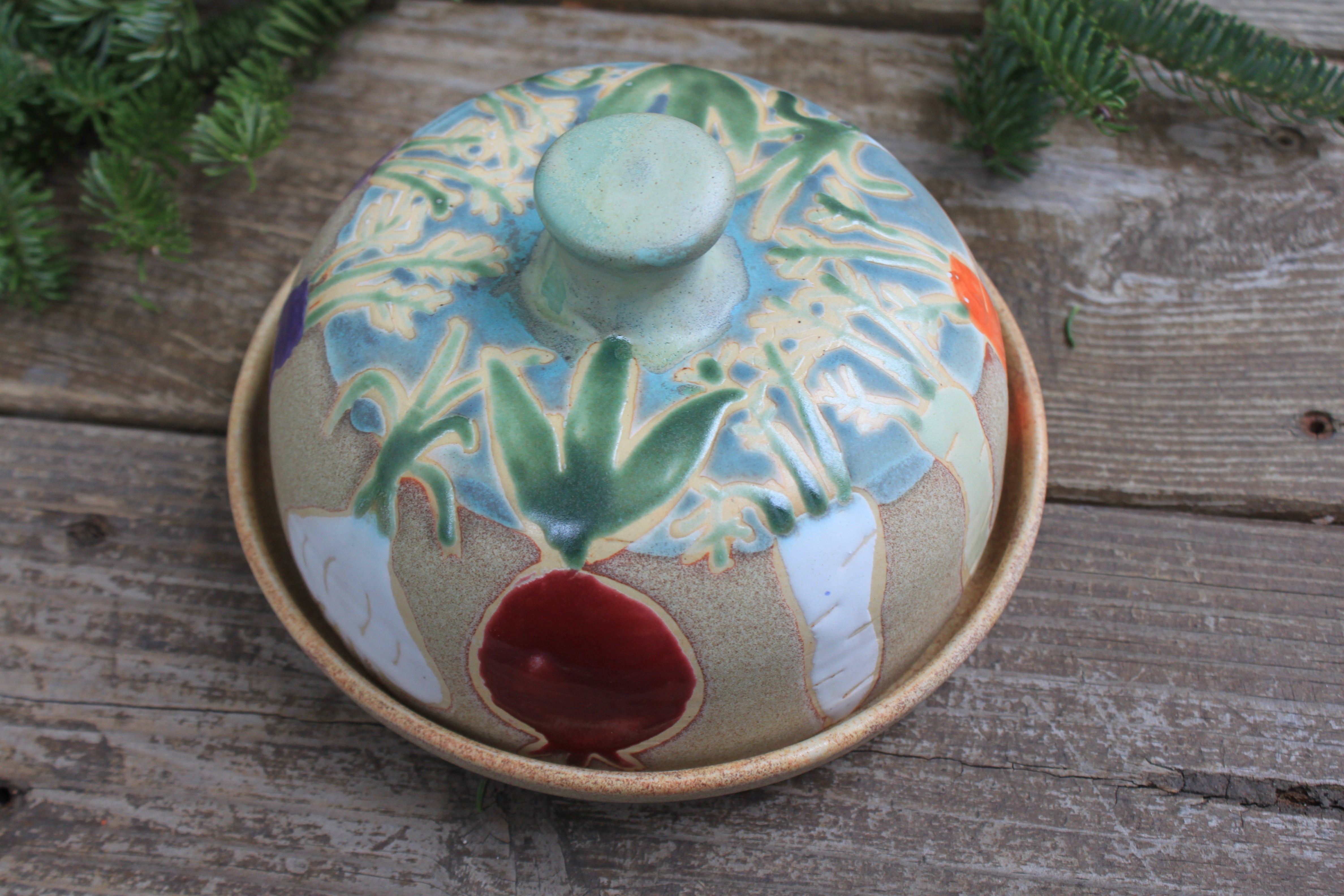 Root for Vegetables Rainbow Lidded (Butter) Dish