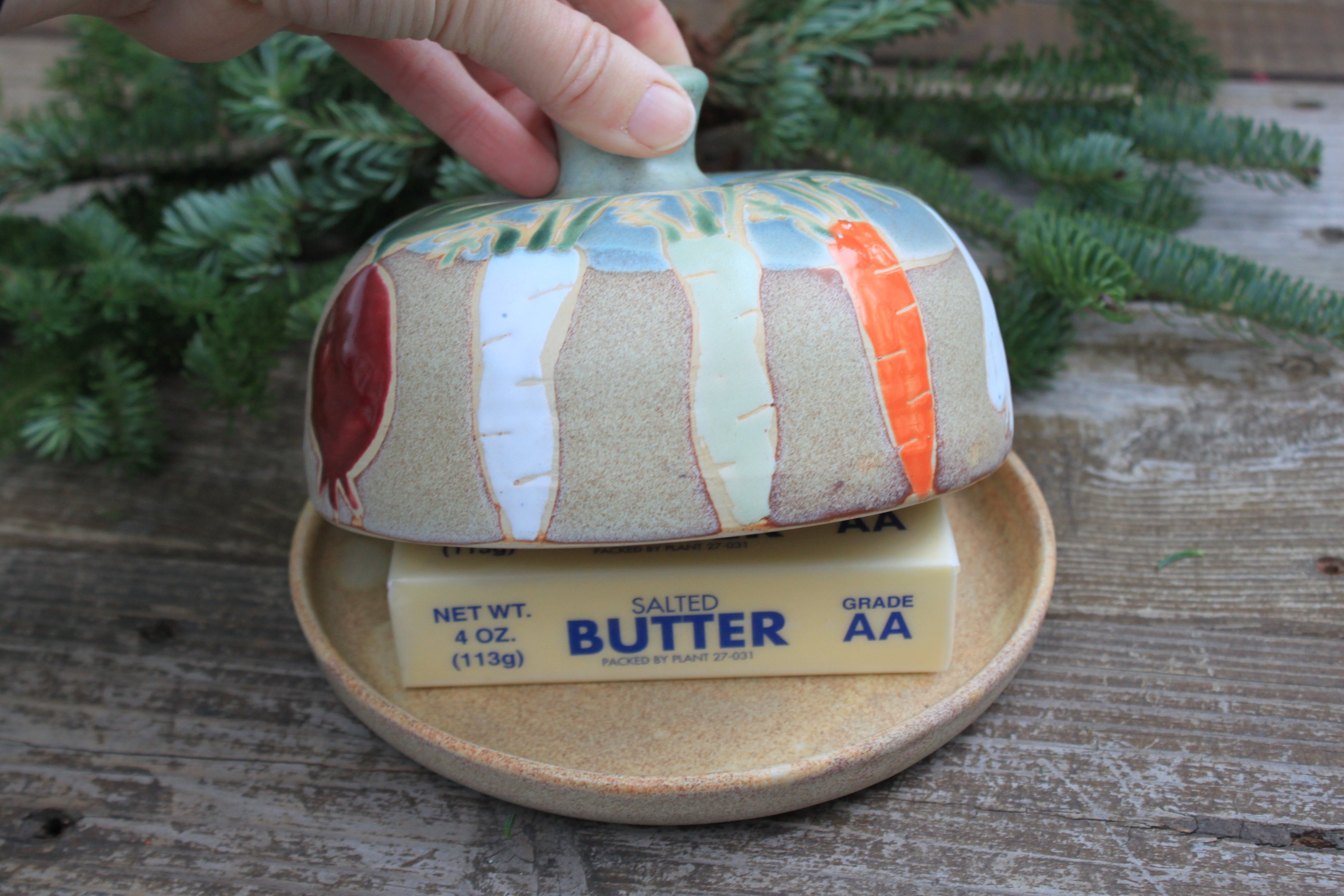 Root for Vegetables Rainbow Lidded (Butter) Dish