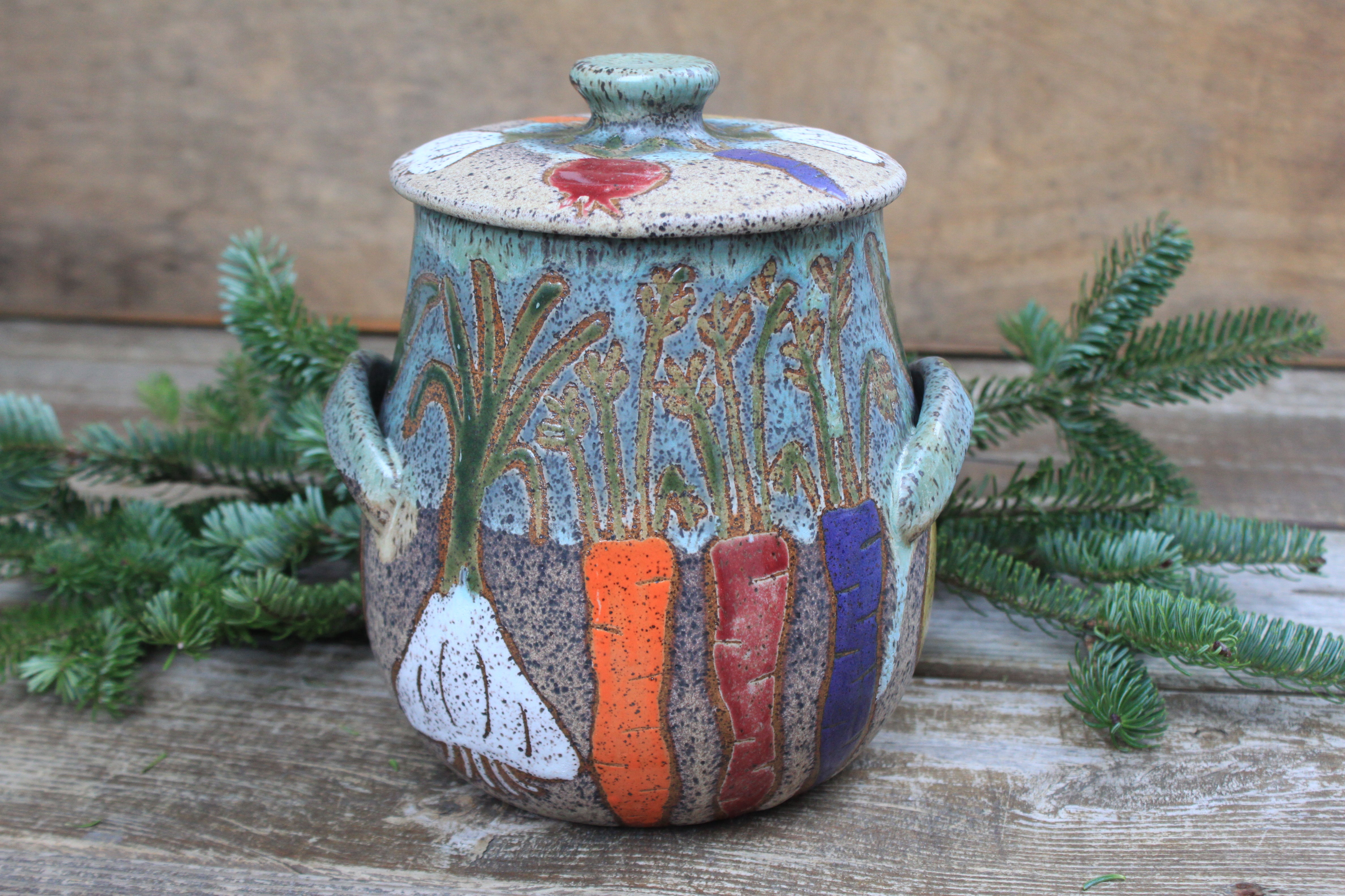 Root for Vegetables Rainbow Large Lidded Jar