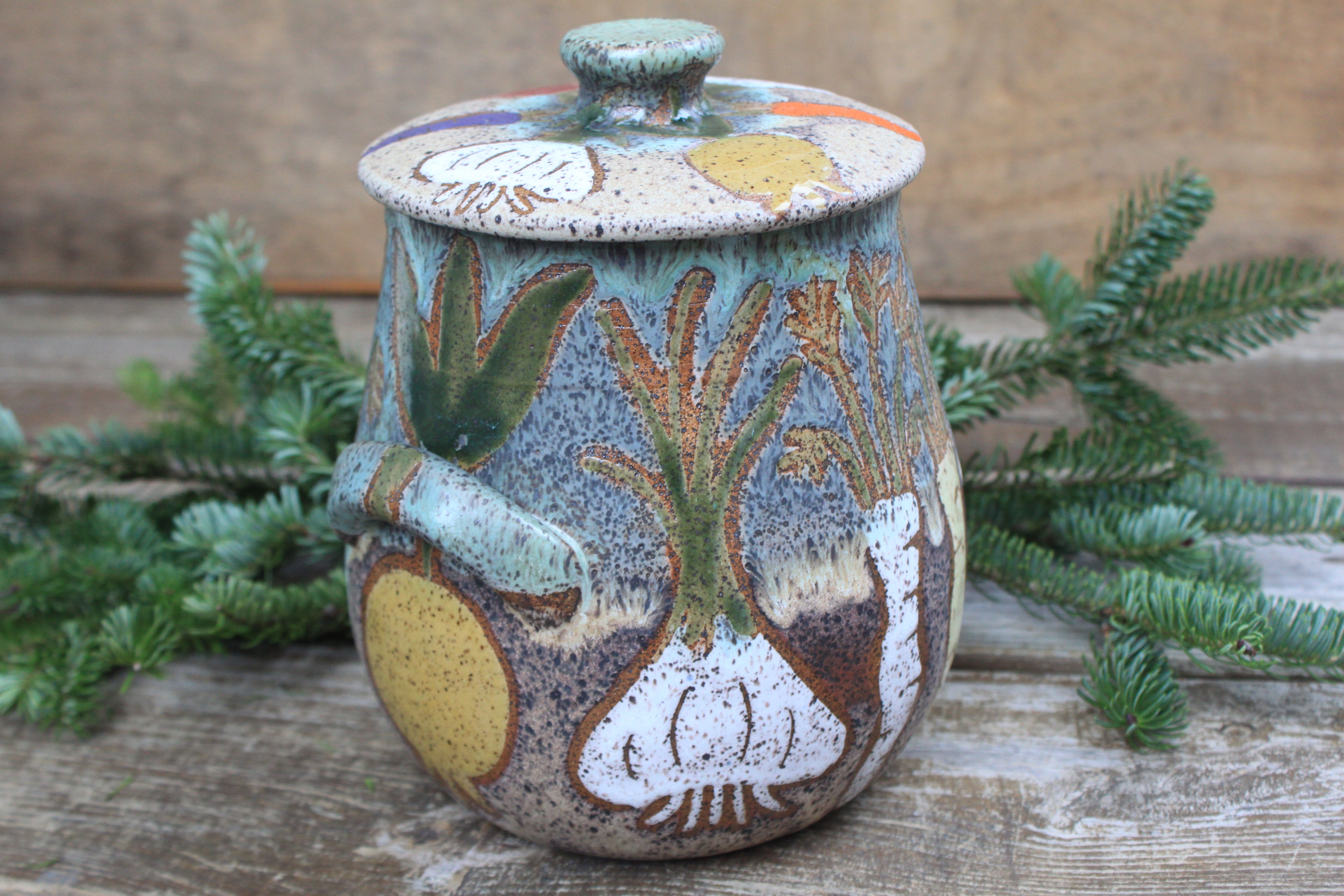 Root for Vegetables Rainbow Large Lidded Jar