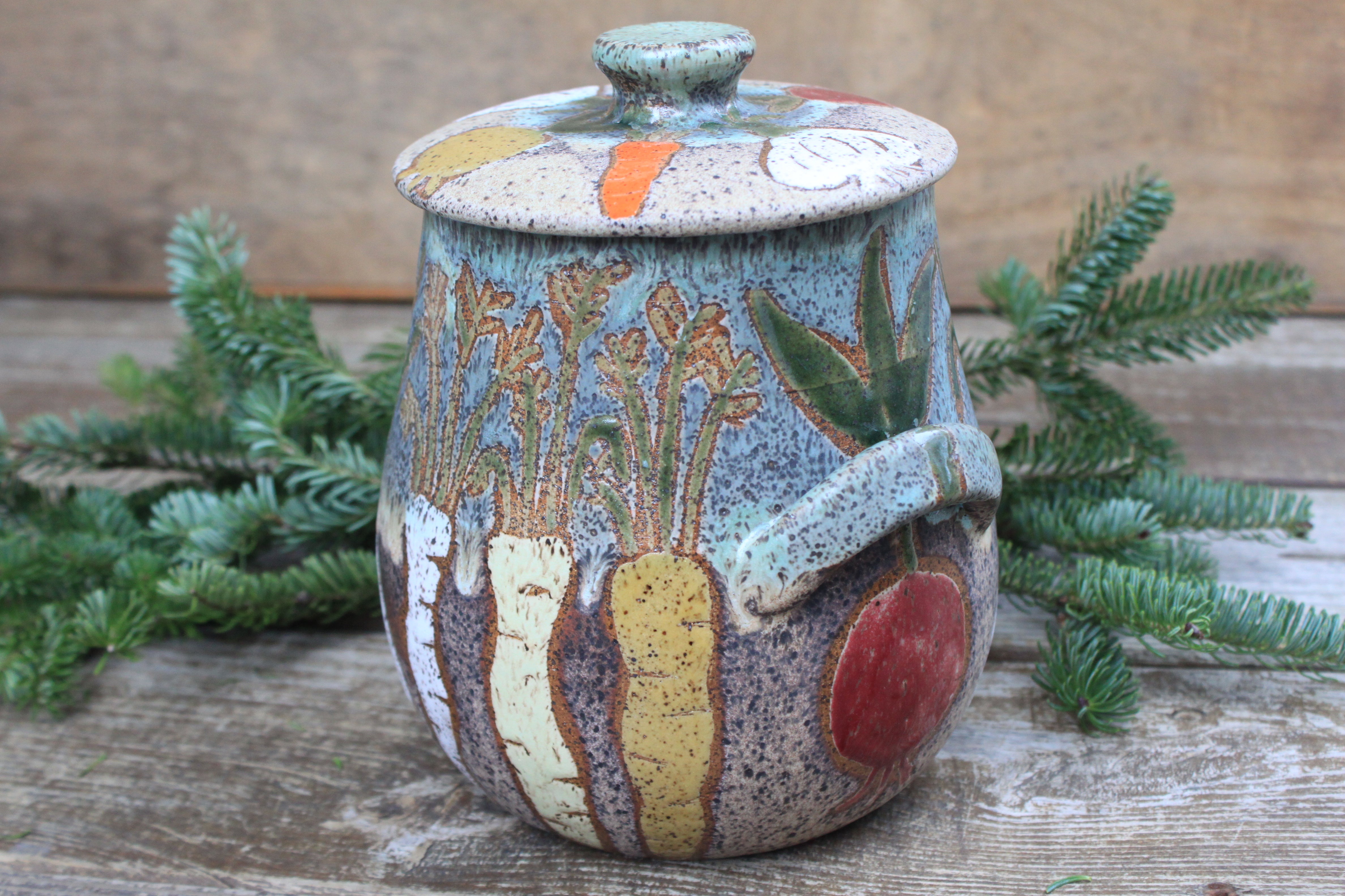 Root for Vegetables Rainbow Large Lidded Jar