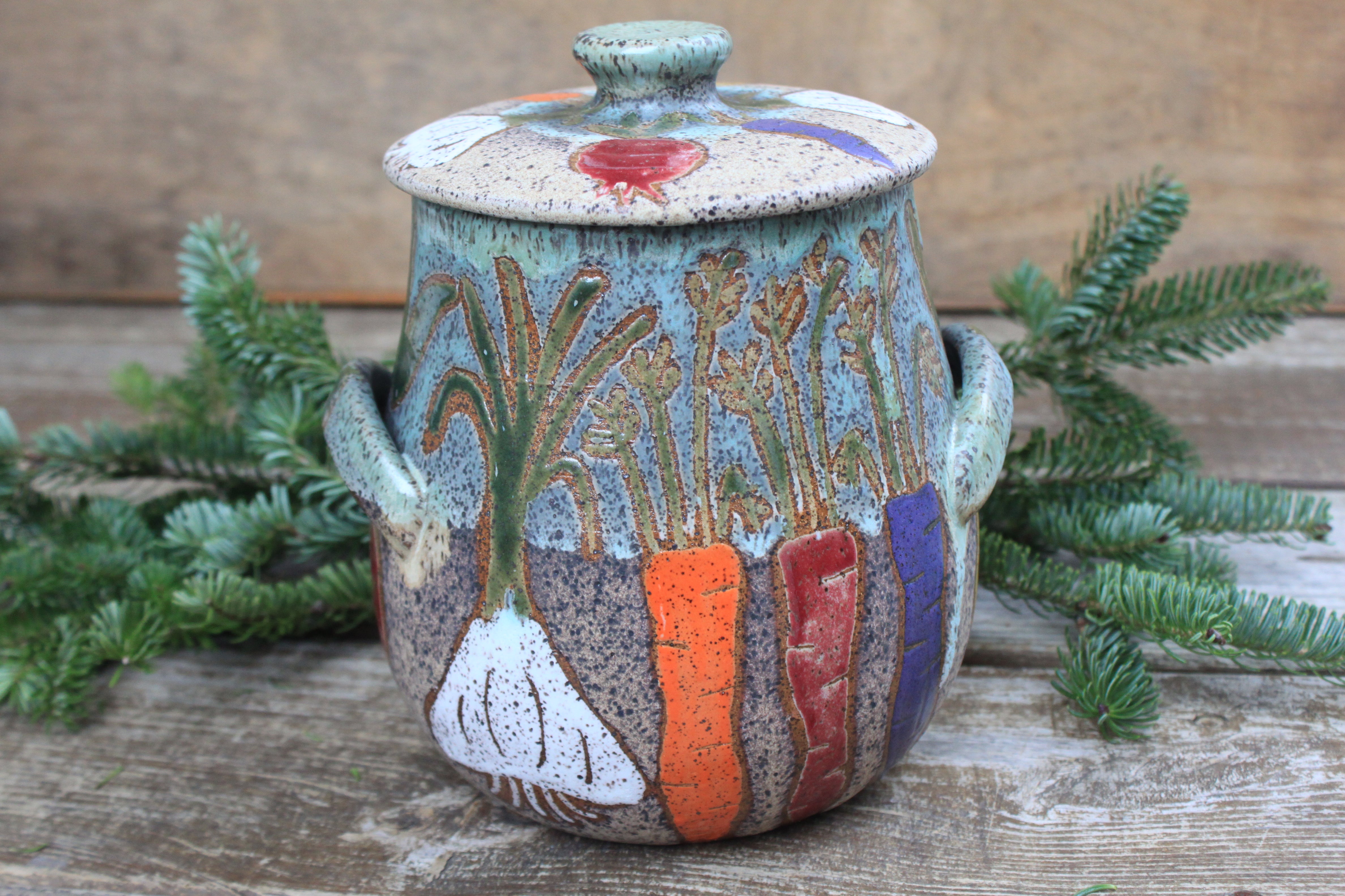 Root for Vegetables Rainbow Large Lidded Jar