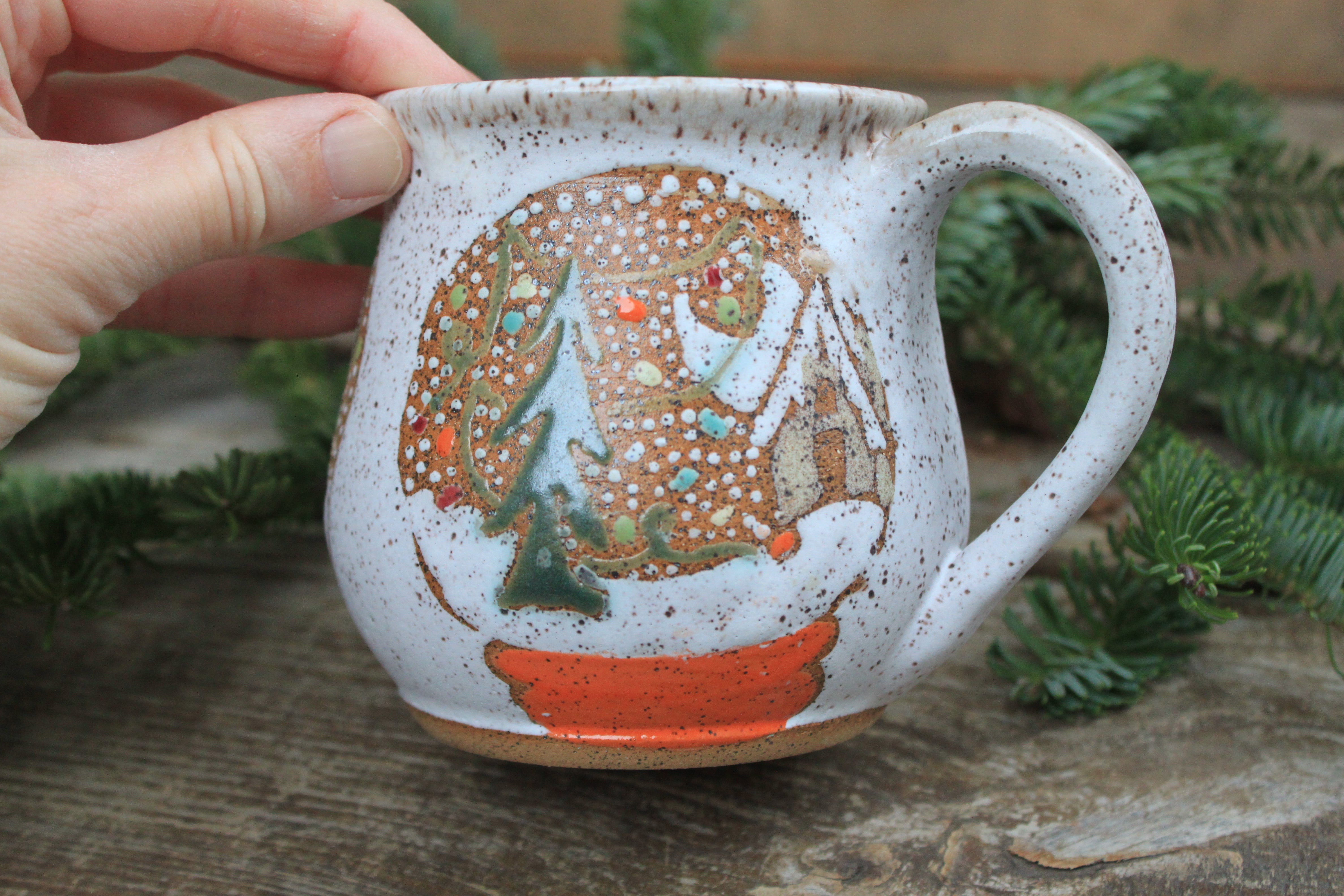 Festive Cabin Snow Globe Dreams Mug, 18 oz