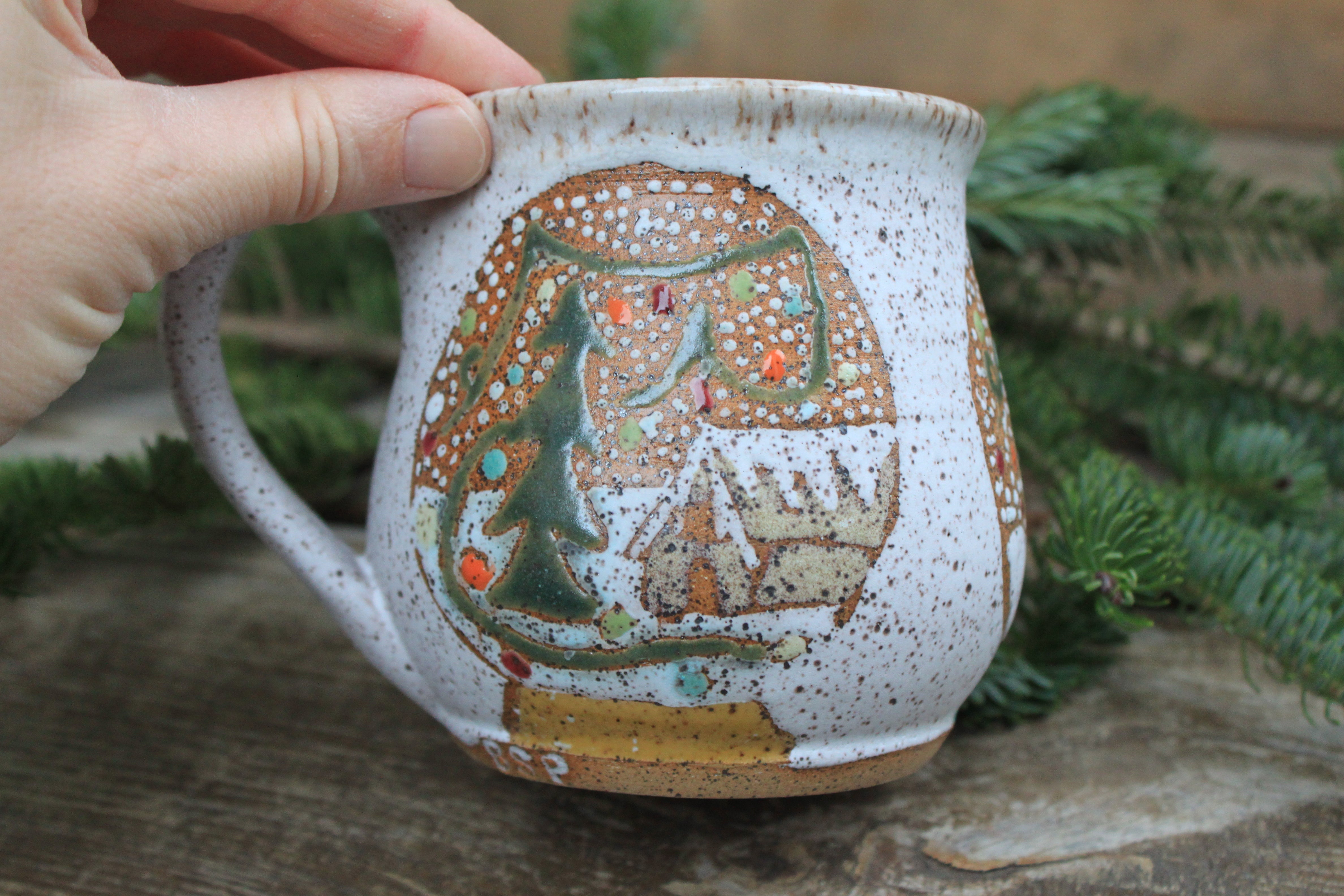 Festive Cabin Snow Globe Dreams Mug, 18 oz