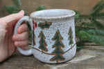 Load image into Gallery viewer, Snowy Cabin in Evergreen and Holly Grove Mug, 19 oz
