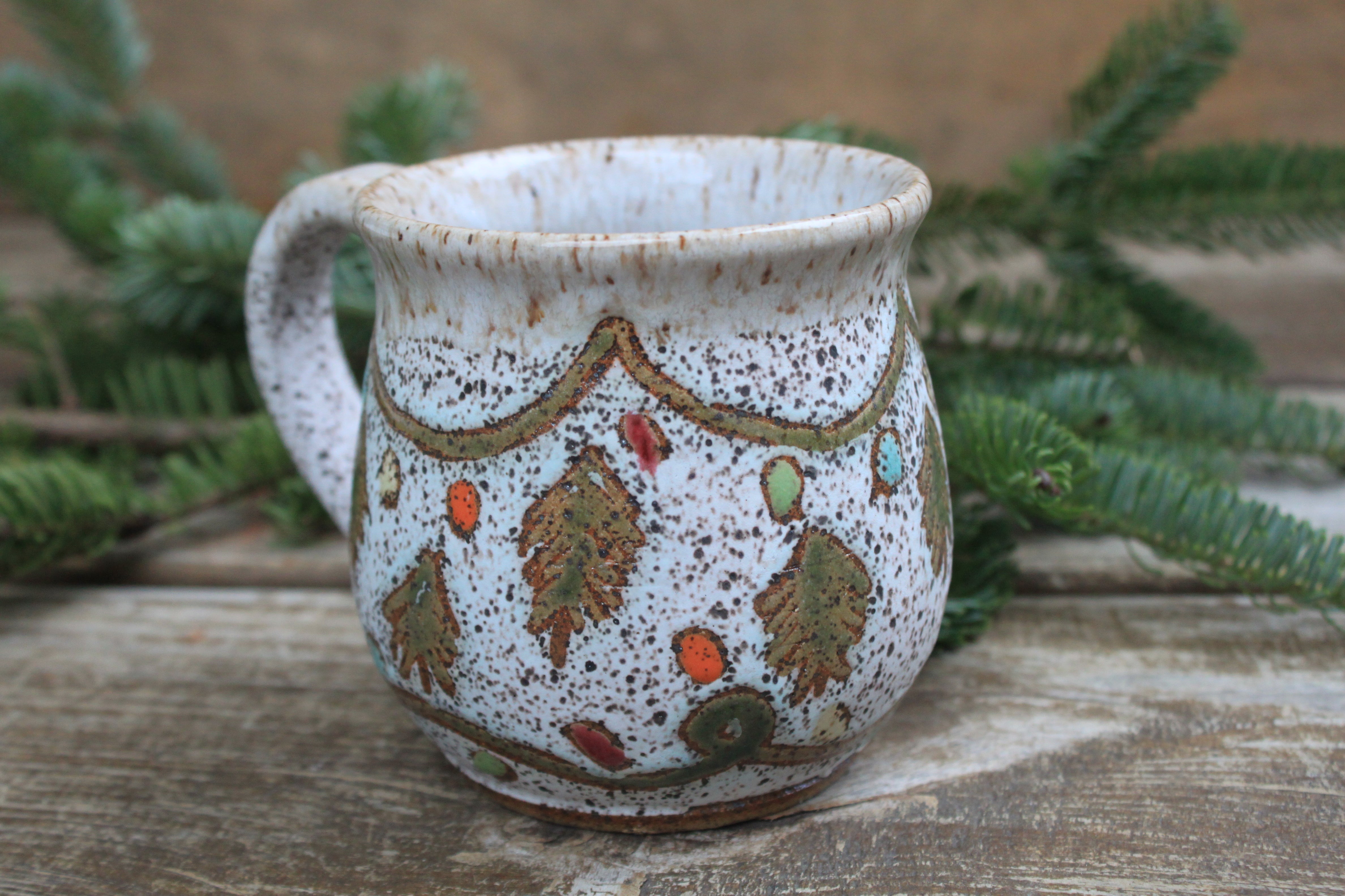 Twinkly Lights and Evergreens Mug, 16 oz