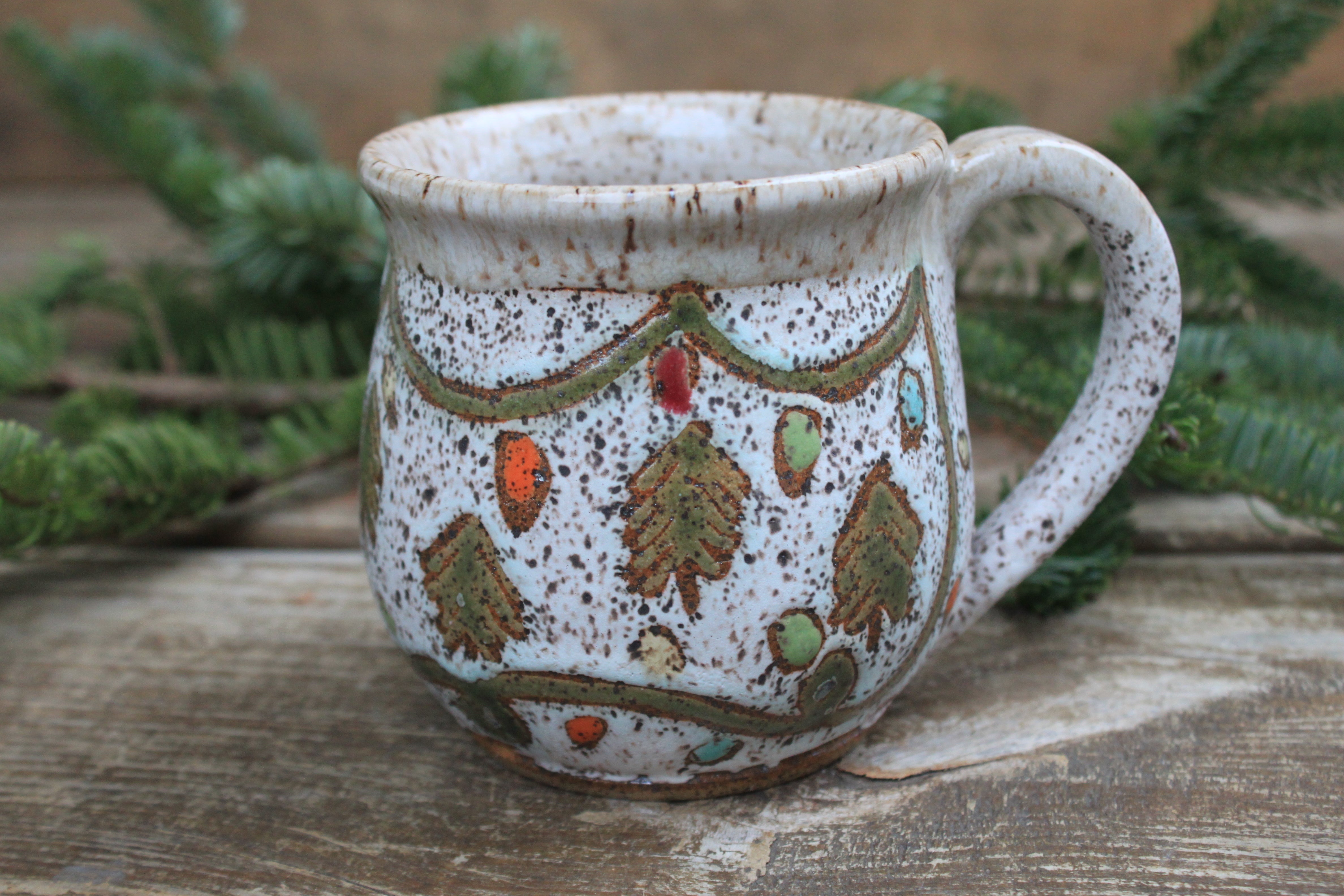 Twinkly Lights and Evergreens Mug, 16 oz