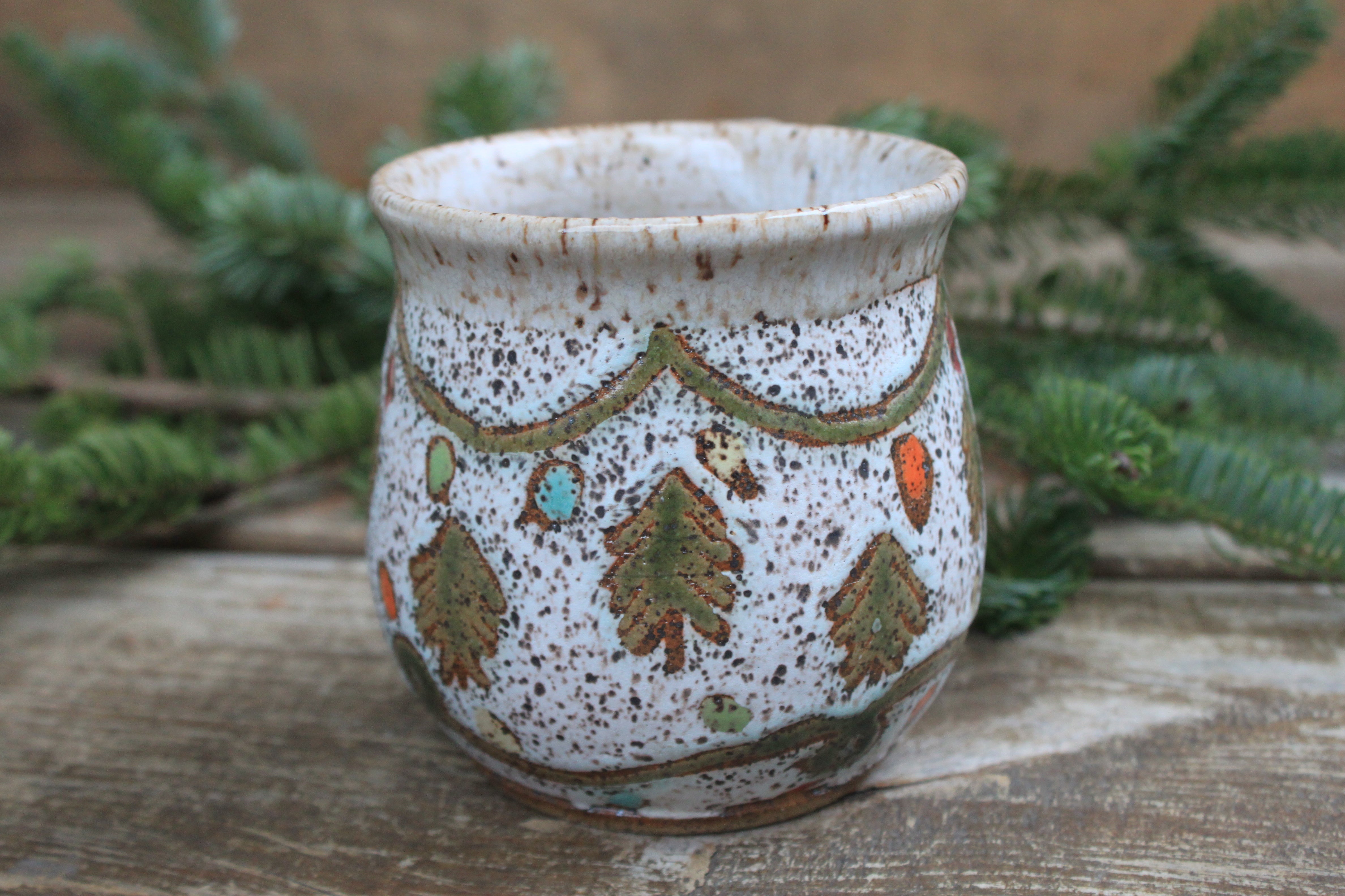 Twinkly Lights and Evergreens Mug, 16 oz
