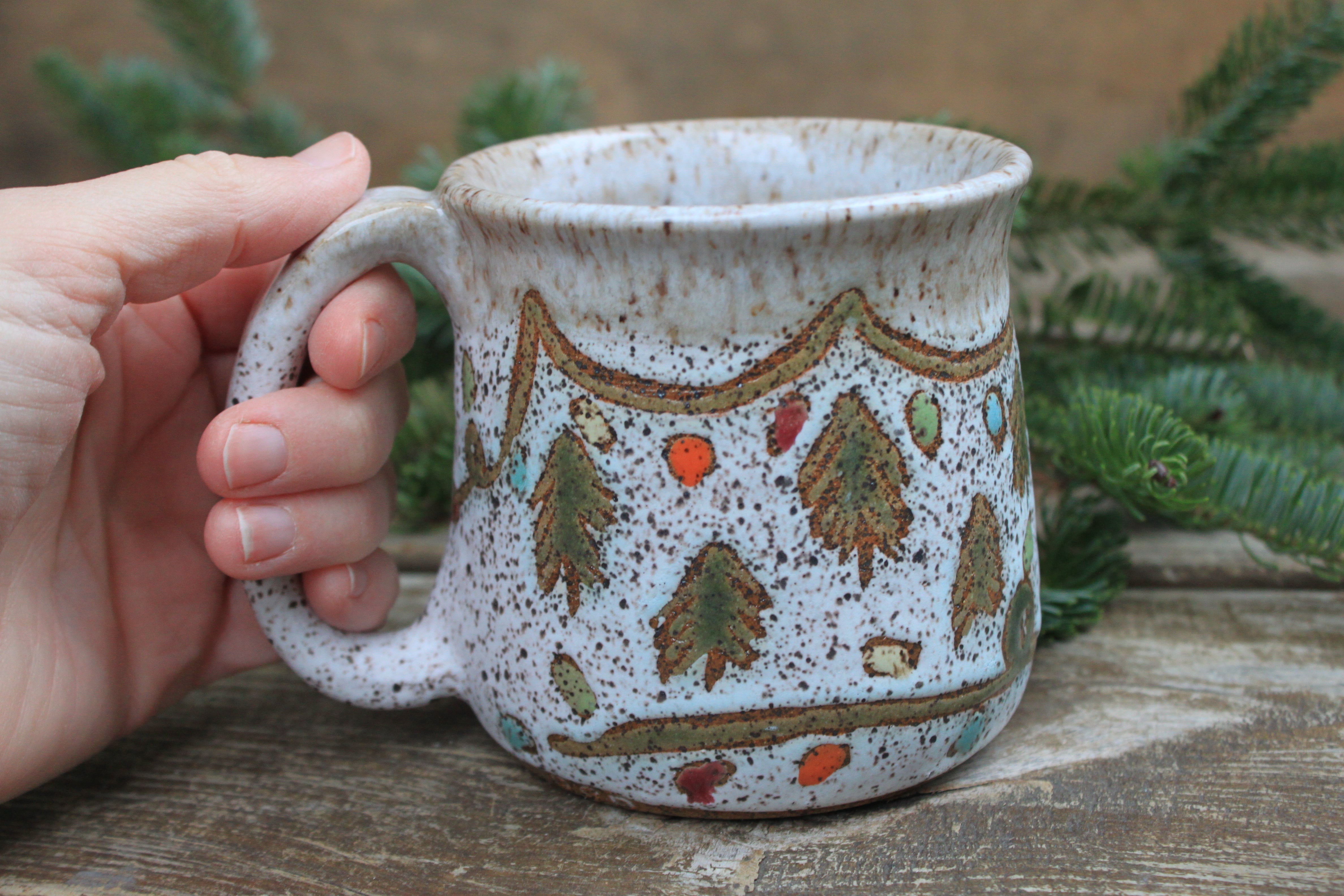 Twinkly Lights and Evergreens Mug, 18 oz