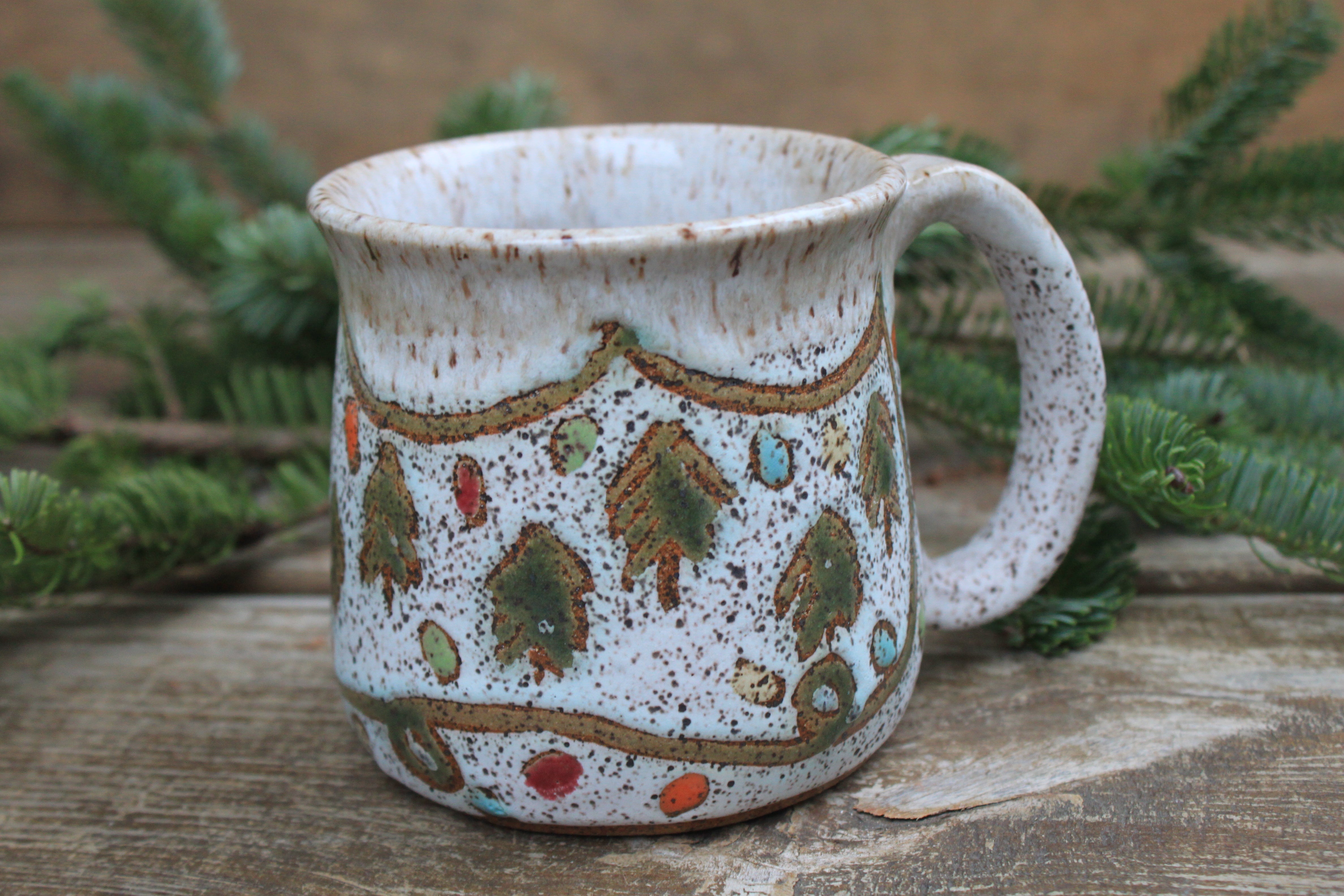 Twinkly Lights and Evergreens Mug, 18 oz