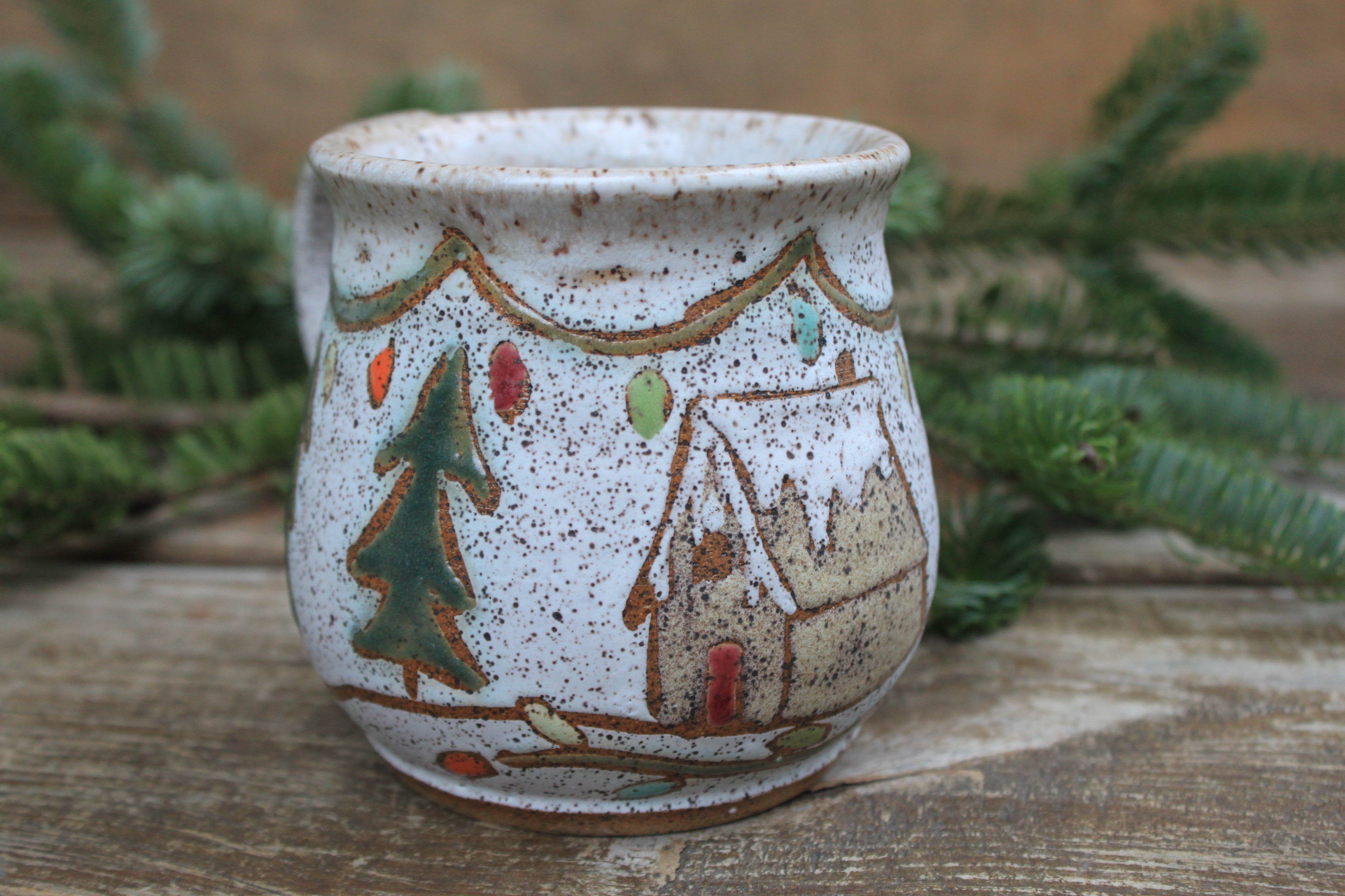 Festive Cabin in Evergreen Grove Mug, 17 oz
