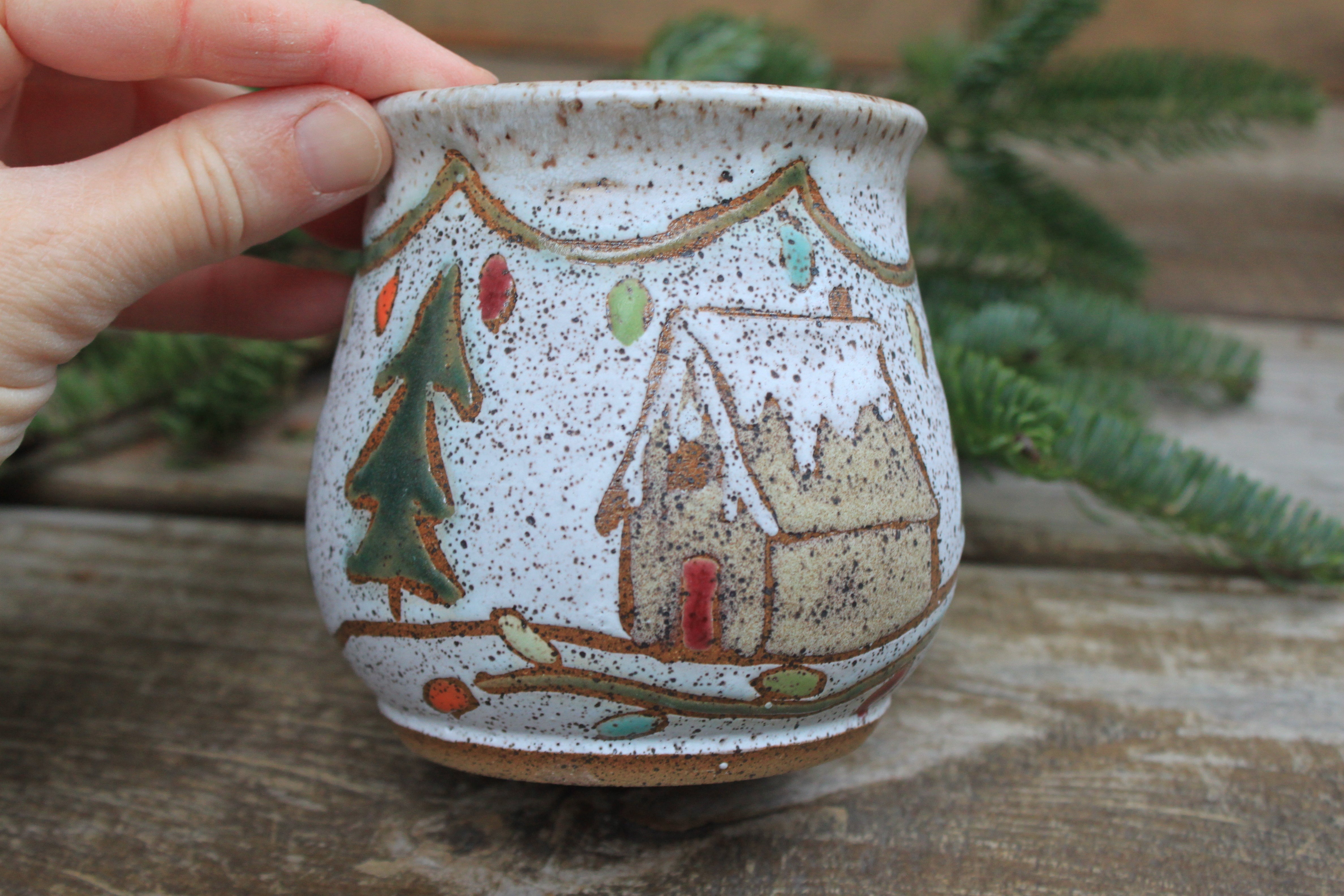 Festive Cabin in Evergreen Grove Mug, 17 oz