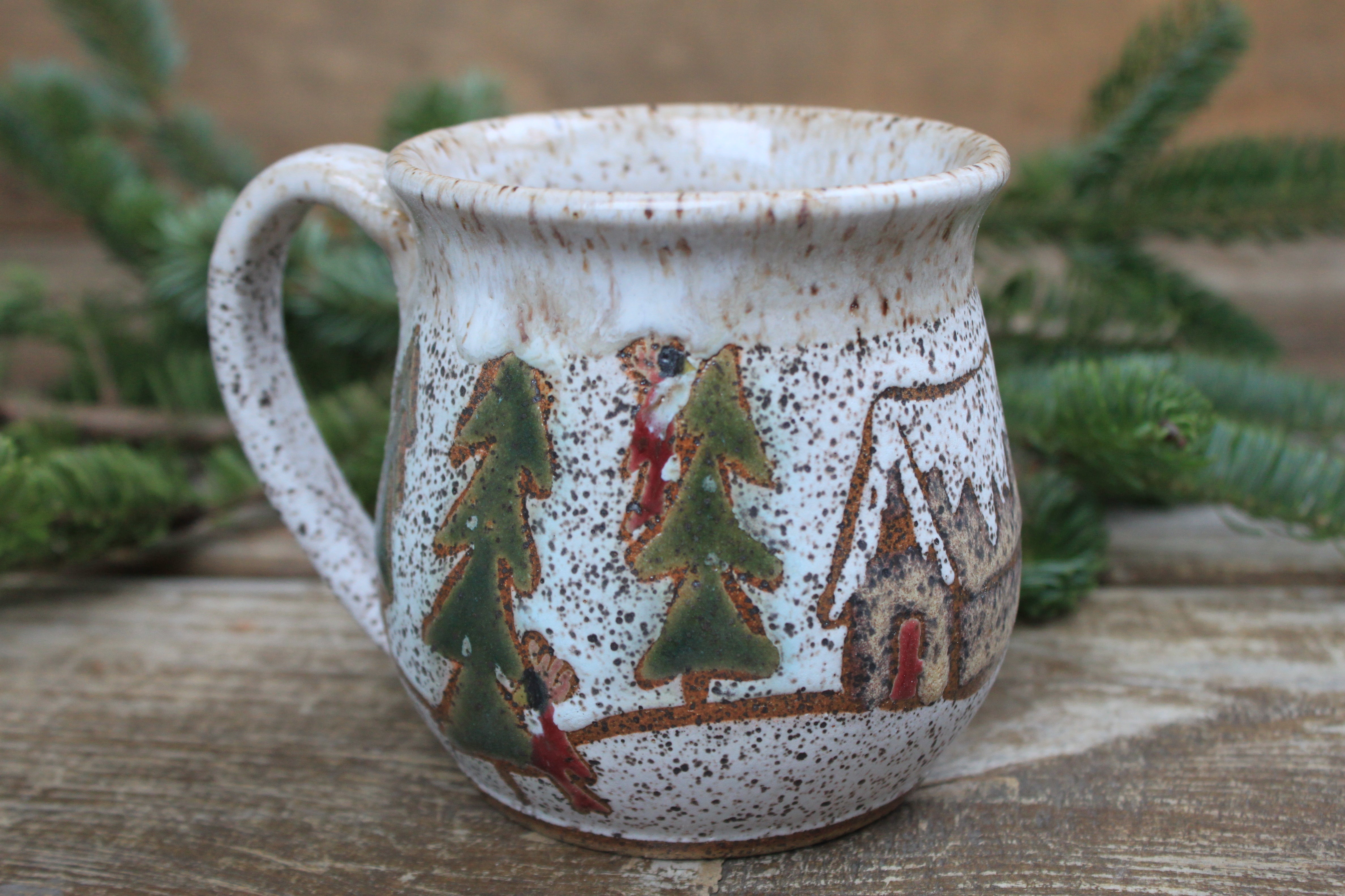 Birdwatcher Cabin in Evergreen Grove Mug, 17 oz