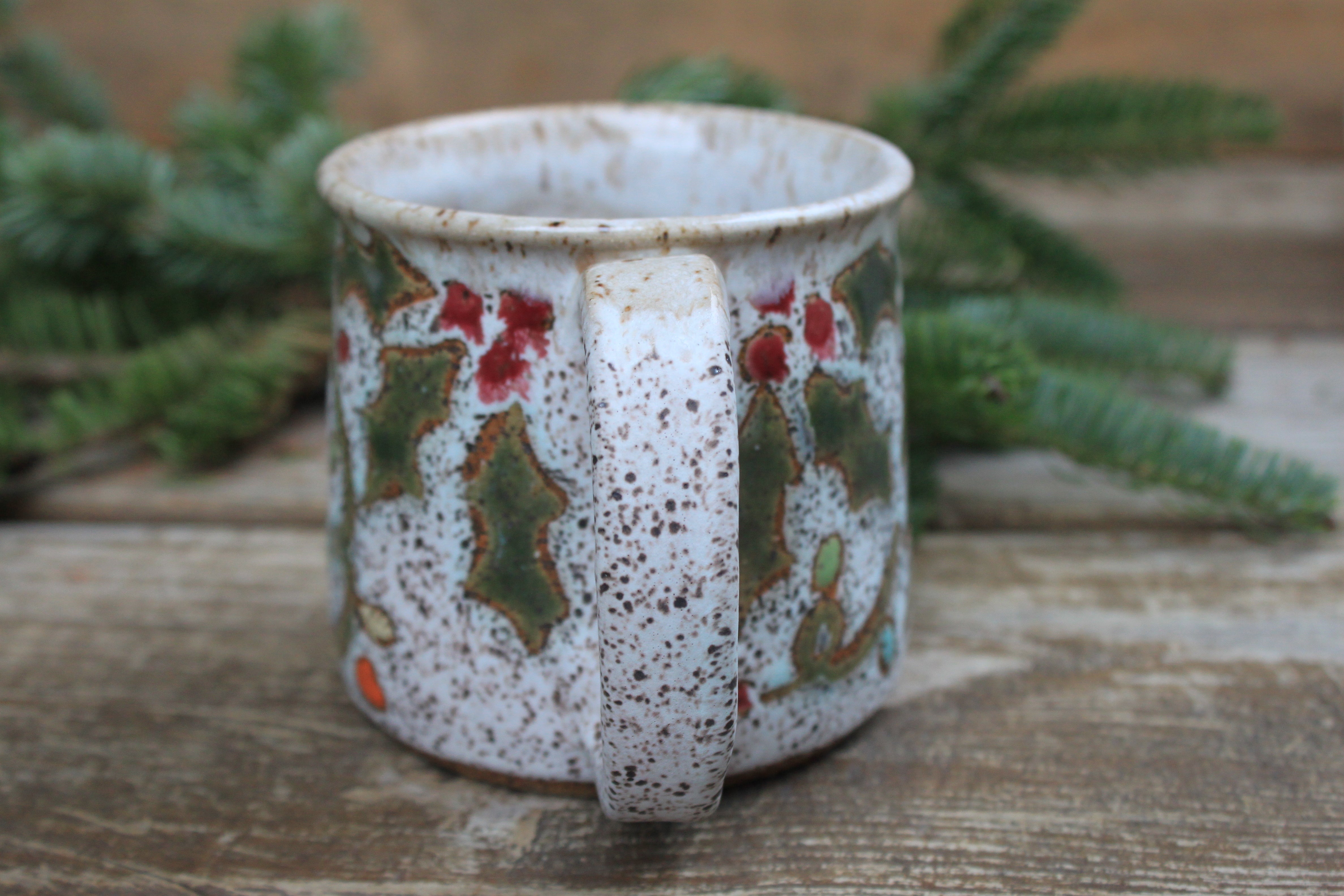 Twinkly Lights, Evergreen and Holly Mug, 15 oz