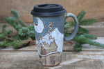 Load image into Gallery viewer, Snowy Cabin Forest Travel Mug, 19 oz
