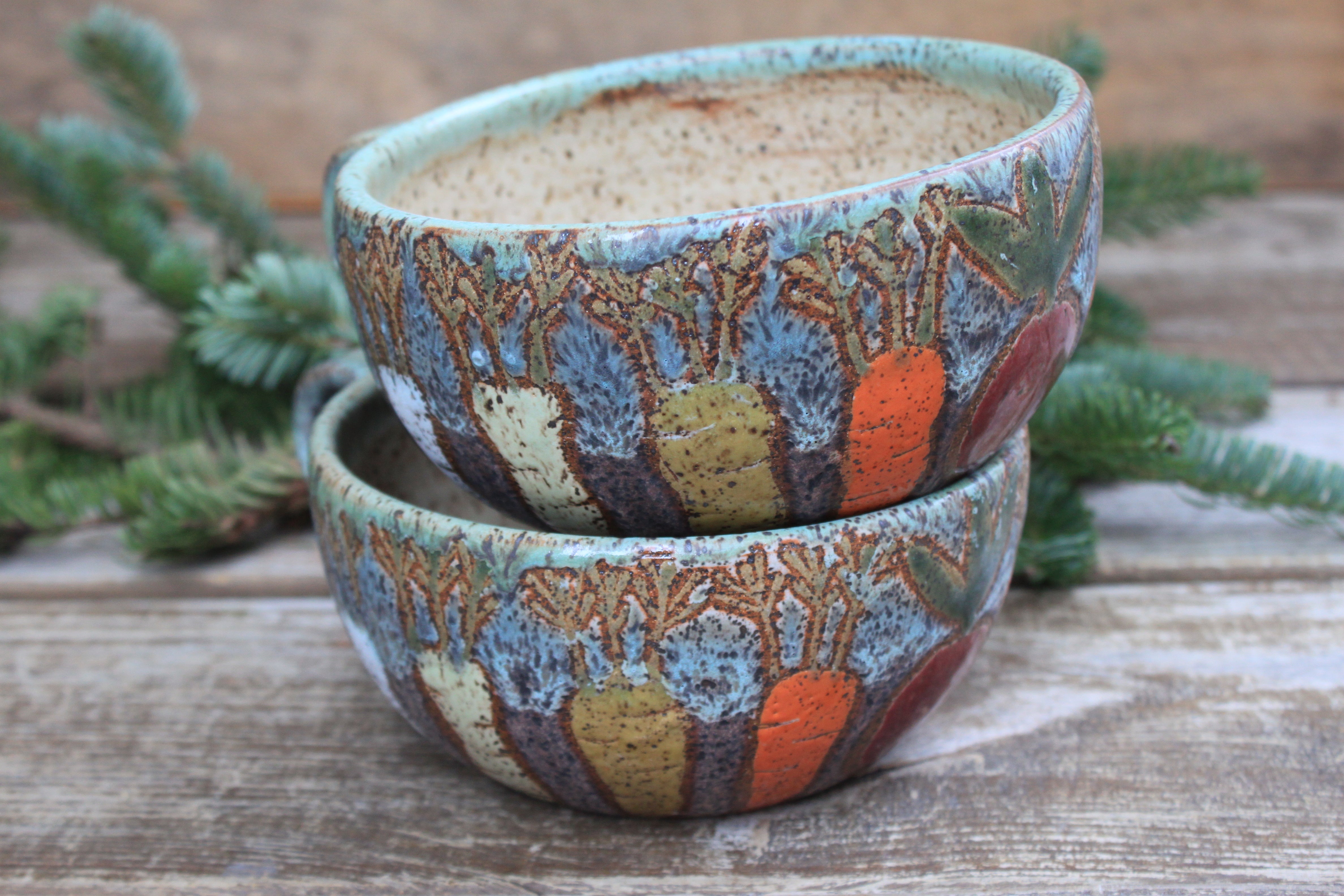 Root for Vegetables Rainbow Soup Season Mug Bowls, 24 oz