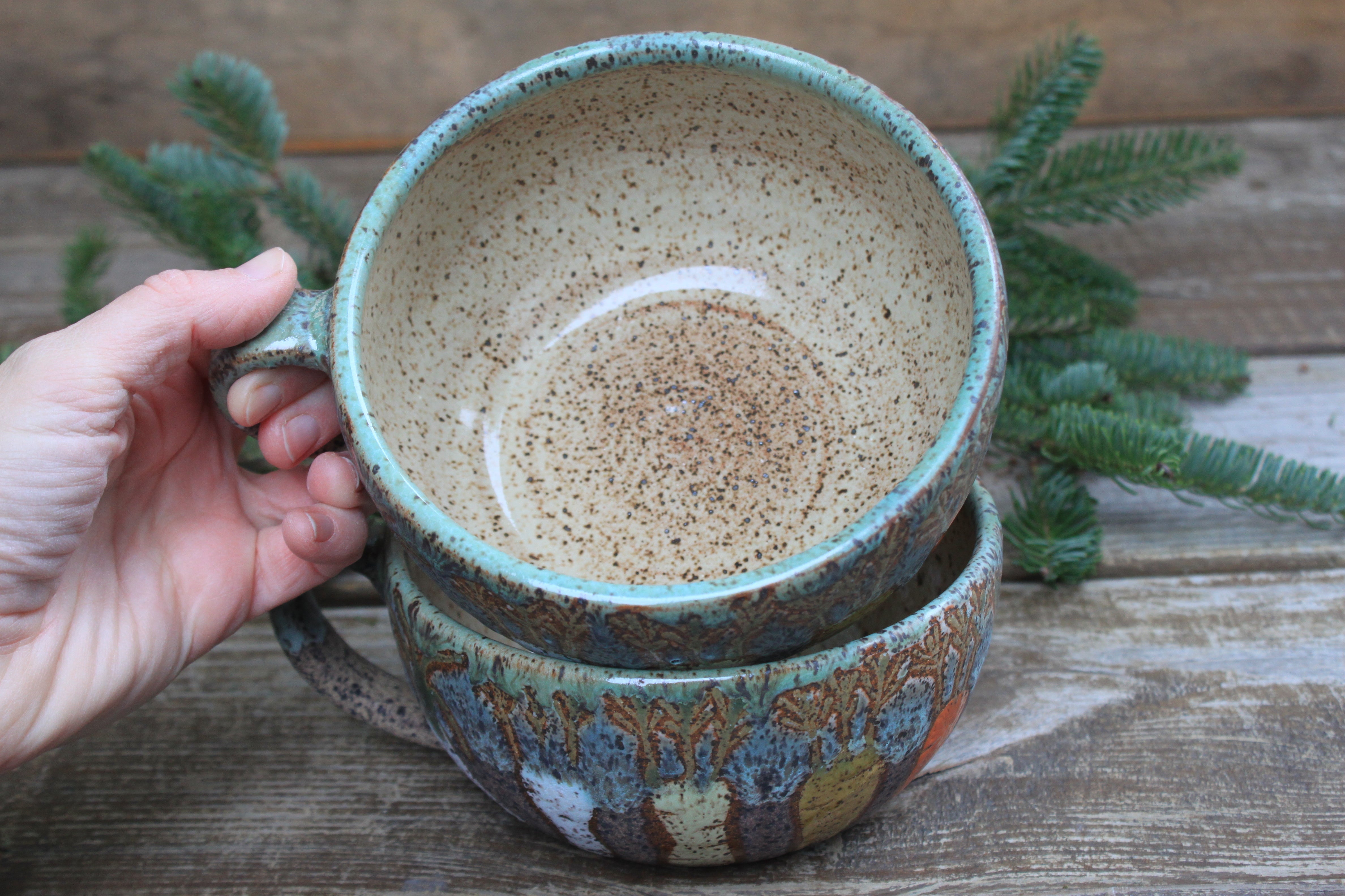 Root for Vegetables Rainbow Soup Season Mug Bowls, 24 oz