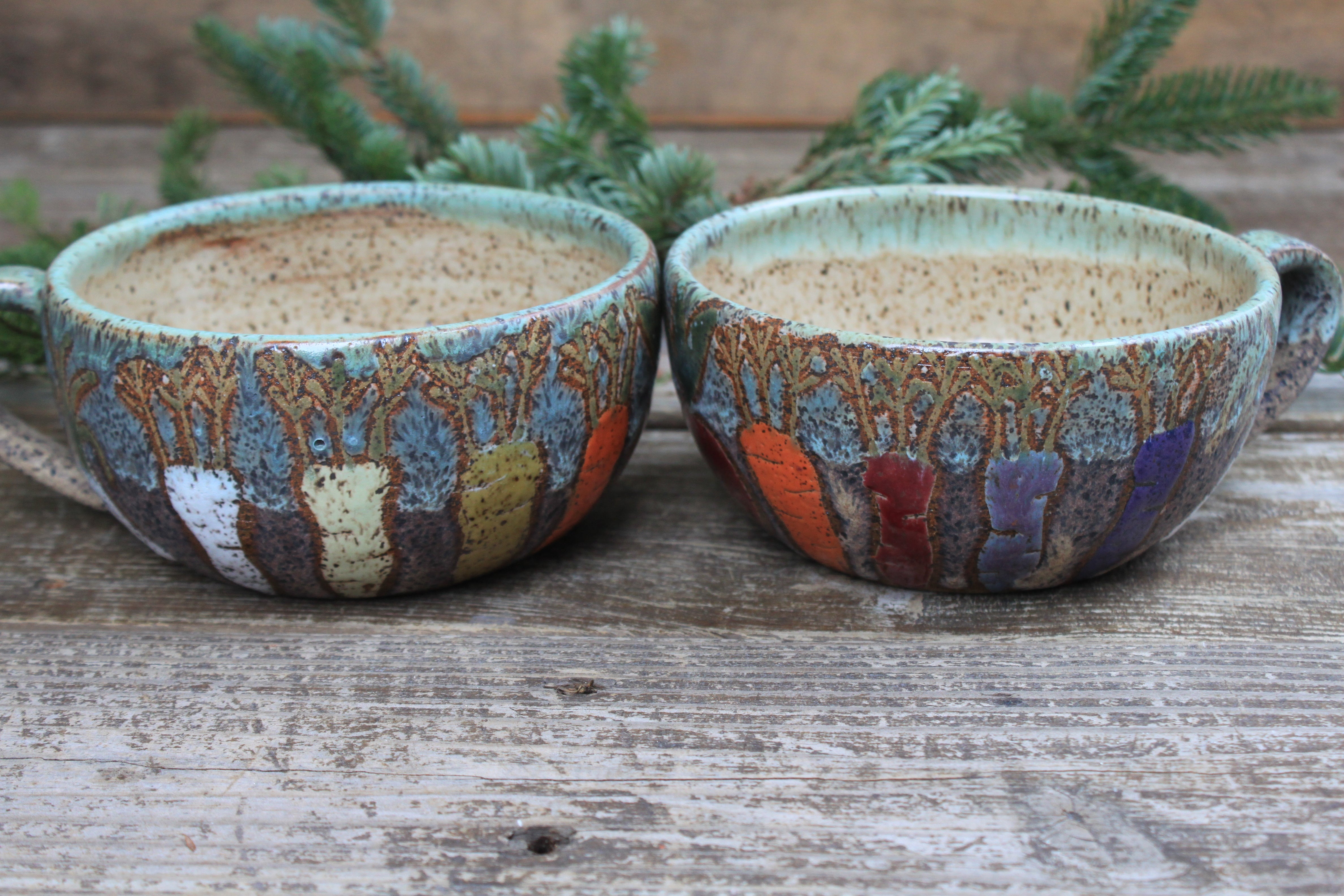 Root for Vegetables Rainbow Soup Season Mug Bowls, 24 oz