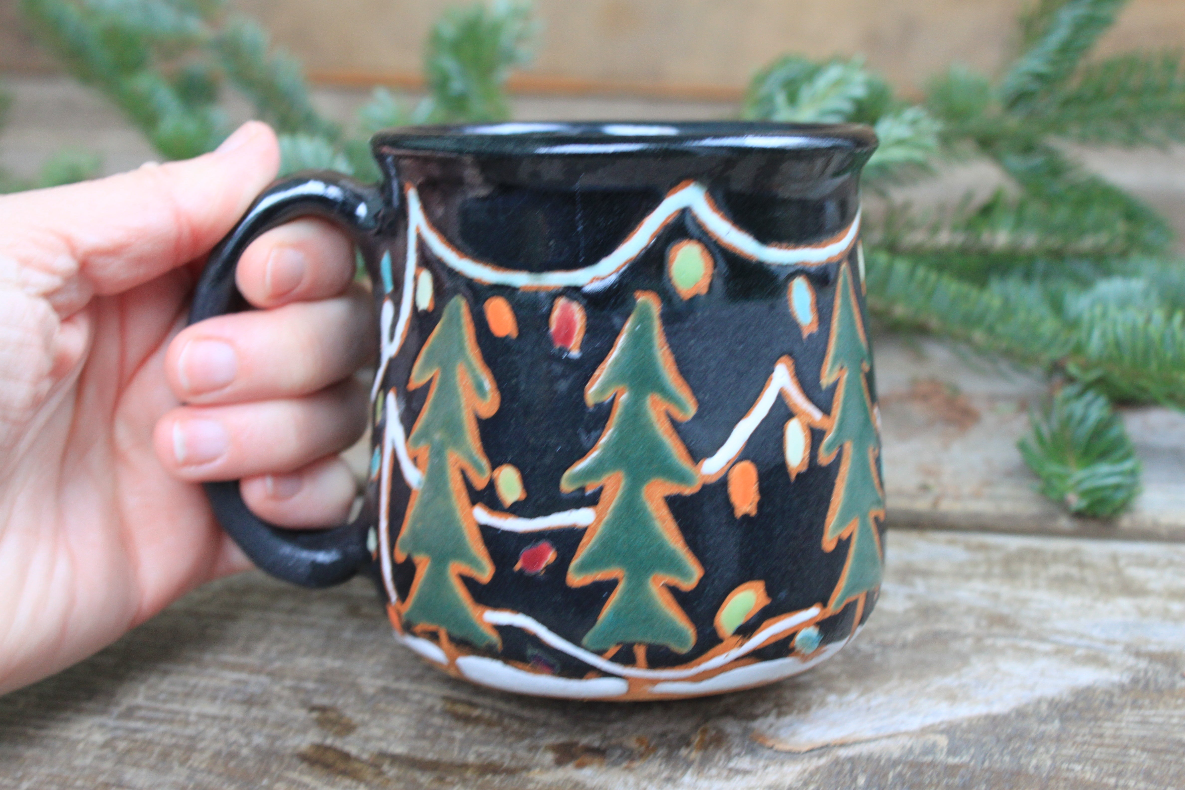 Seconds Sale! Twinkly Lights and Evergreen Nights Mug, 17 oz