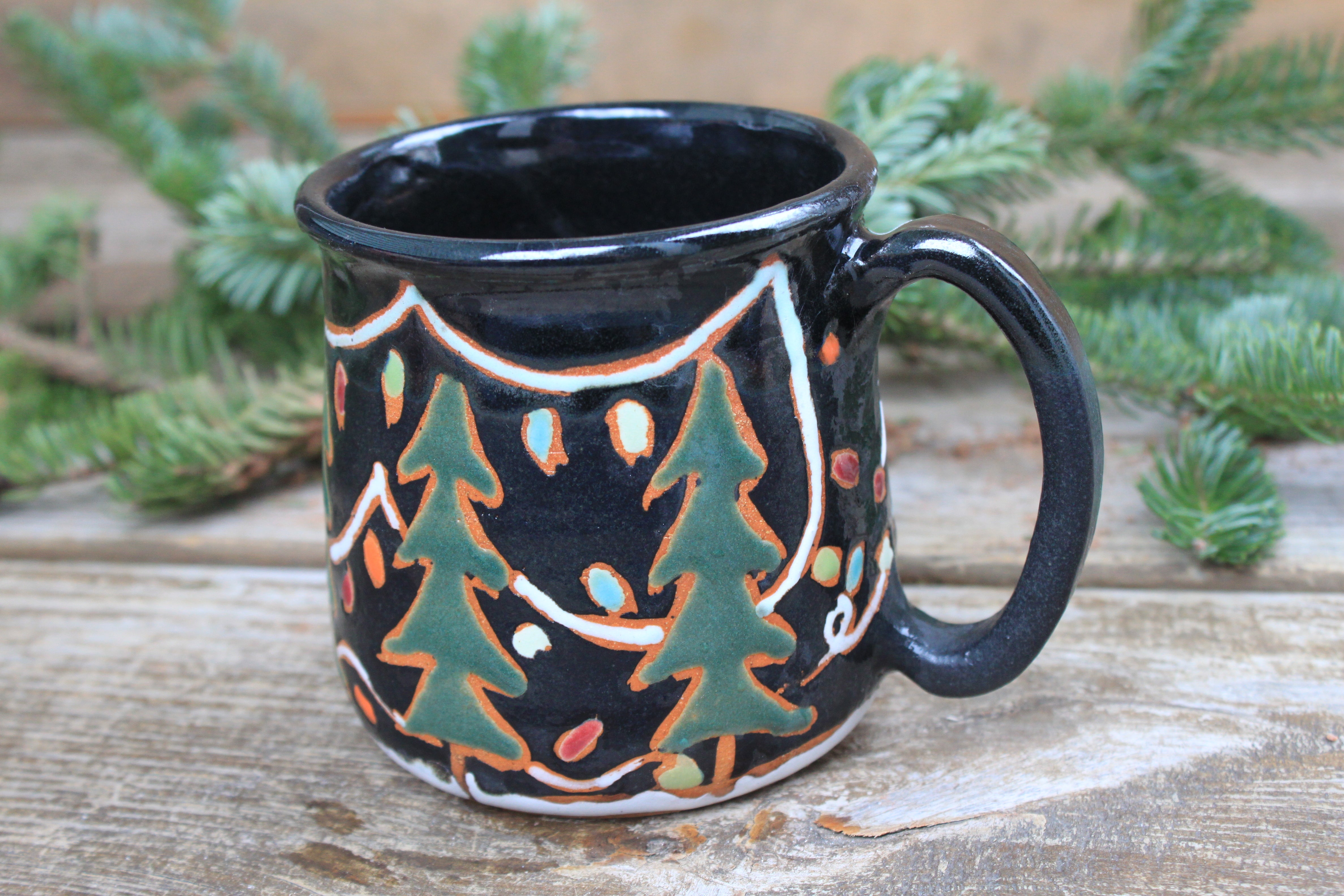Seconds Sale! Twinkly Lights and Evergreen Nights Mug, 17 oz