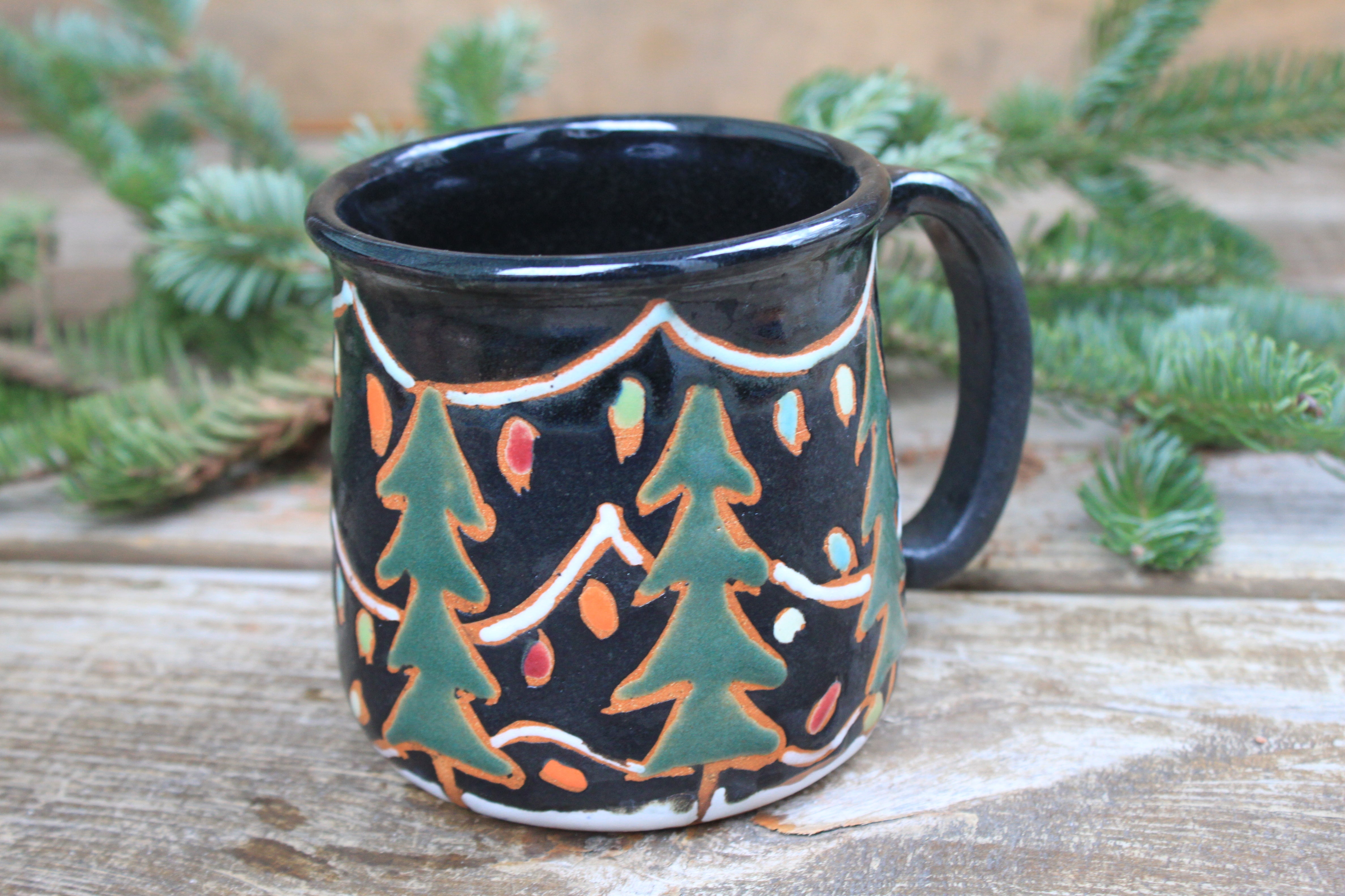Seconds Sale! Twinkly Lights and Evergreen Nights Mug, 17 oz