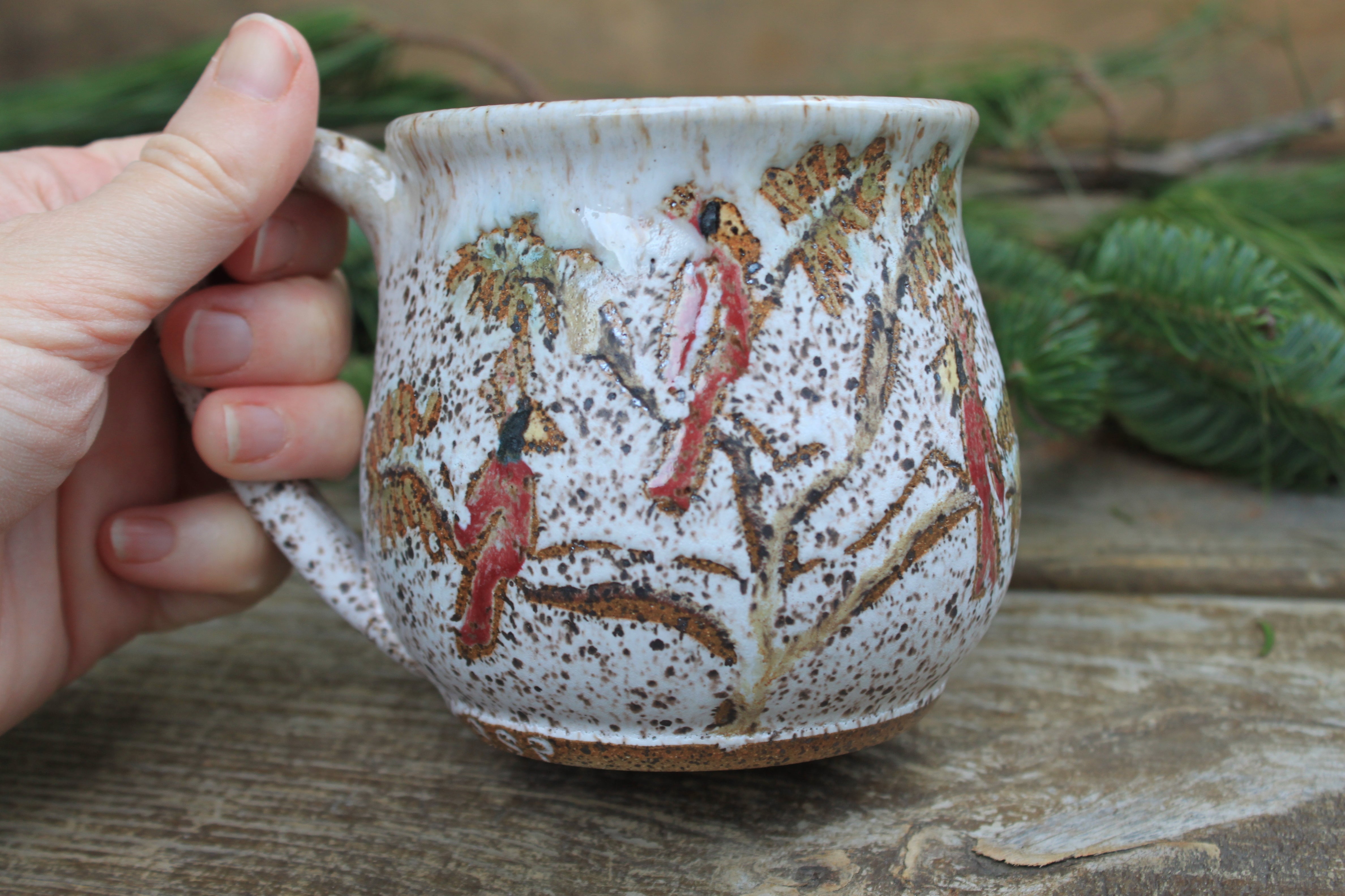 Cardinals in a Snowy Forest Mug, 17 oz