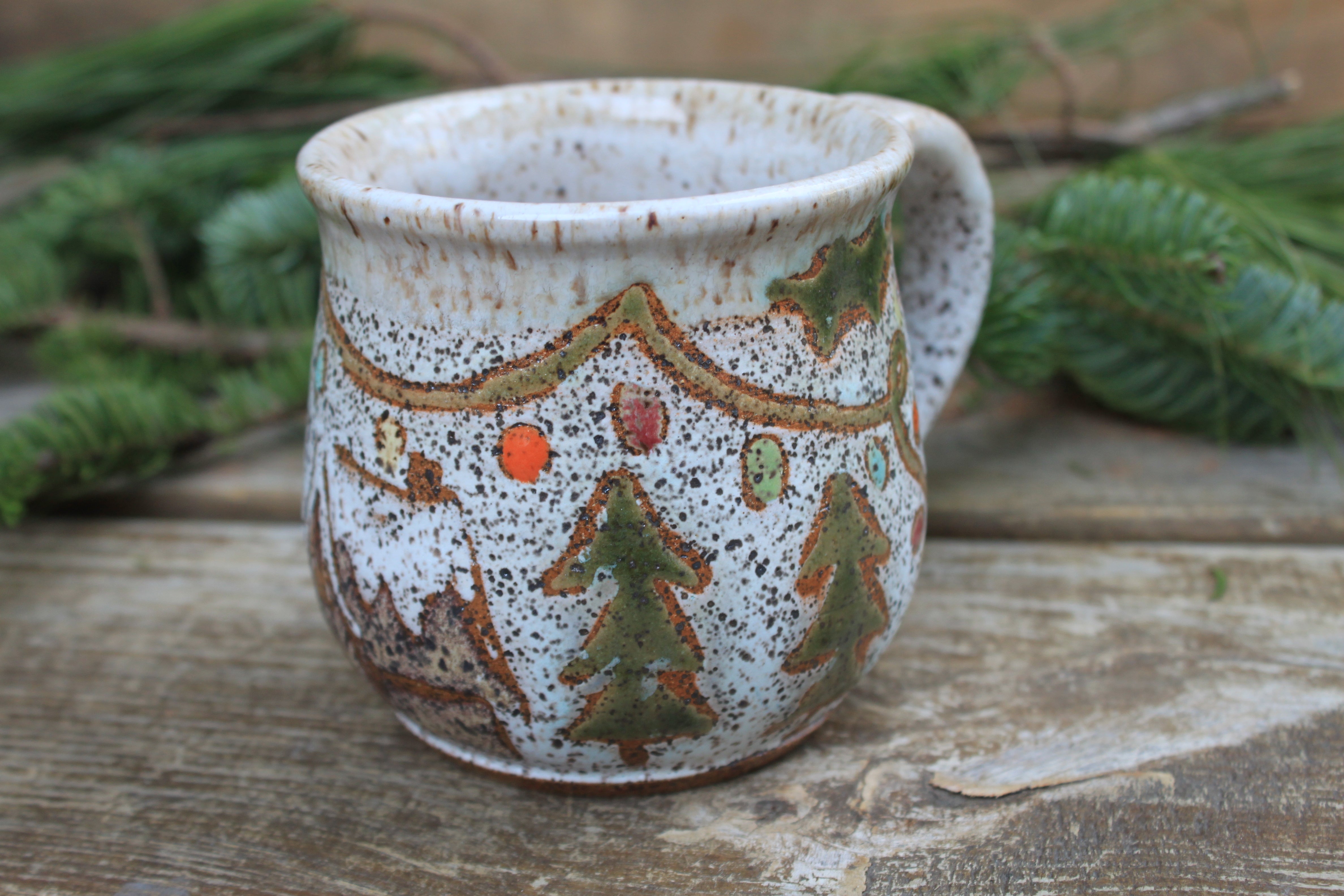 Festive Cabin in Evergreen Grove Mug, 16 oz