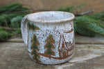 Load image into Gallery viewer, Snowy Cabin in Evergreen and Holly Grove Mug, 15 oz
