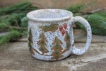 Load image into Gallery viewer, Snowy Cabin in Evergreen and Holly Grove Mug, 15 oz
