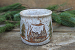 Load image into Gallery viewer, Snowy Cabin in Evergreen and Holly Grove Mug, 15 oz
