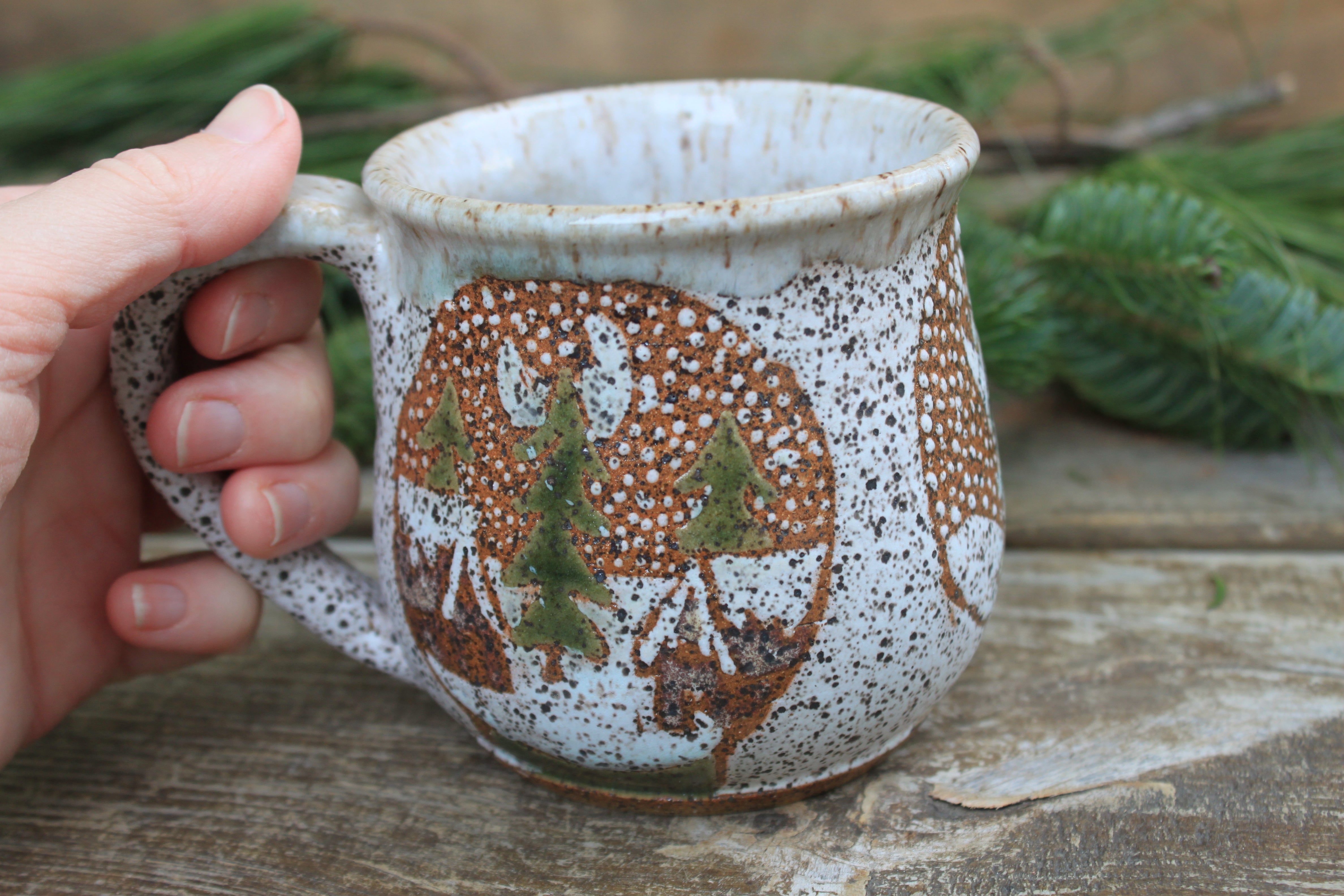 Evergreen Dreams Snow Globe Mug, 15 oz