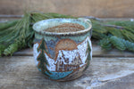 Load image into Gallery viewer, Snowy Cabin, Evergreens and Glacial Lakes Mug, 15 oz
