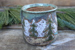 Load image into Gallery viewer, Snowy Cabin, Evergreens and Rolling River Mug, 19 oz
